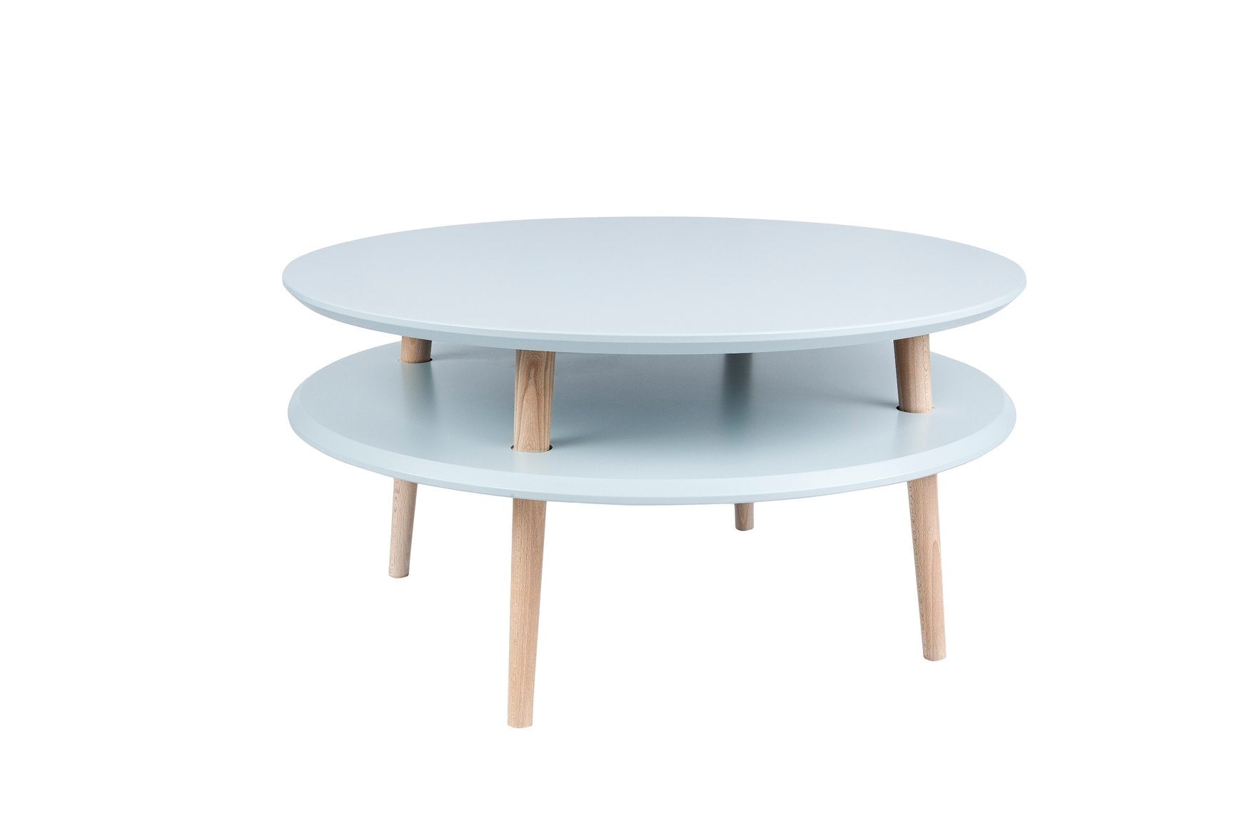 Ufo Sofabord Diam 70cm   Højde 35cm Lysegrå   Hvide Ben