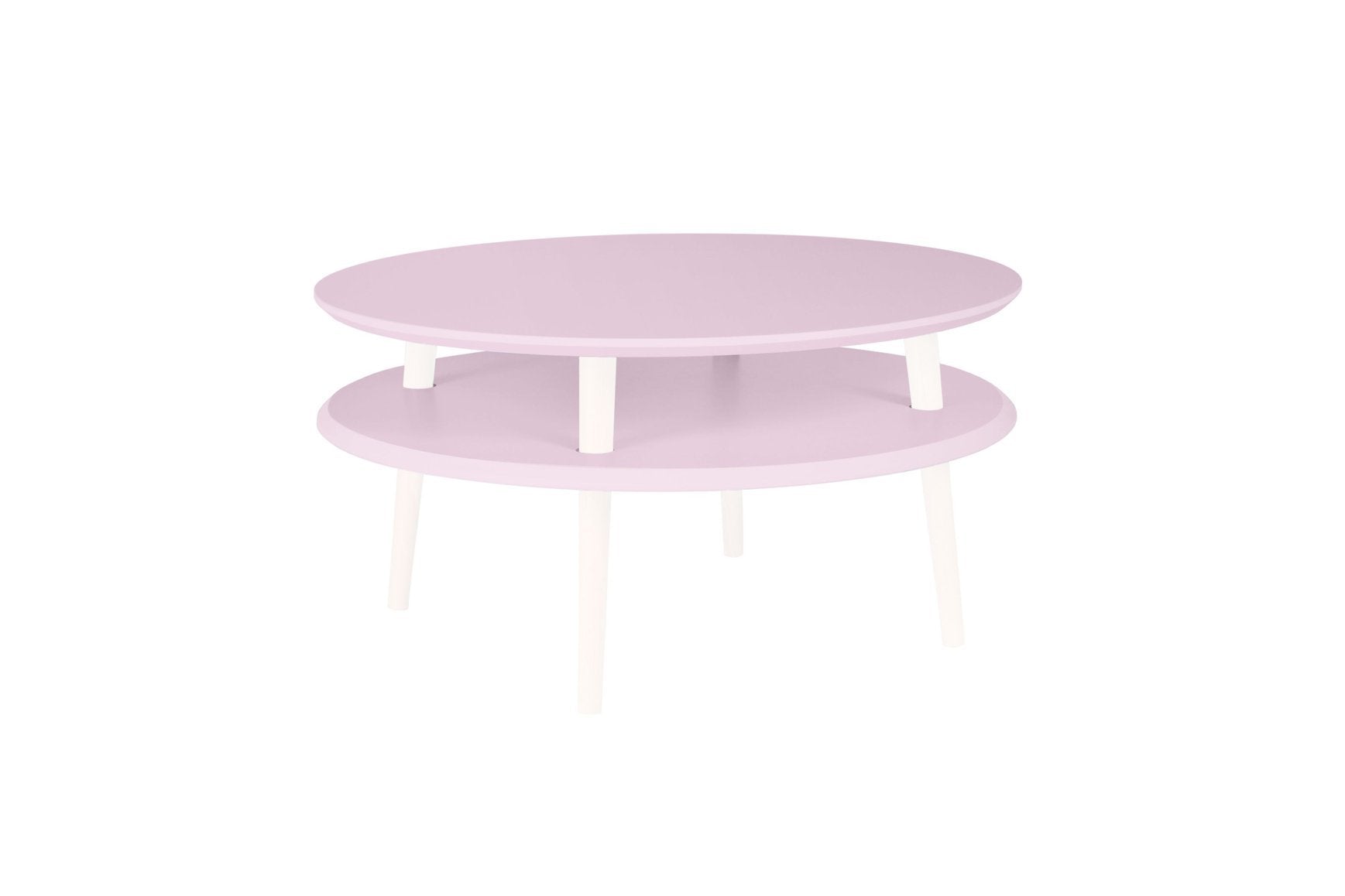 Ufo Sofabord Diam 70cm   Højde 35cm Pink   Hvide Ben