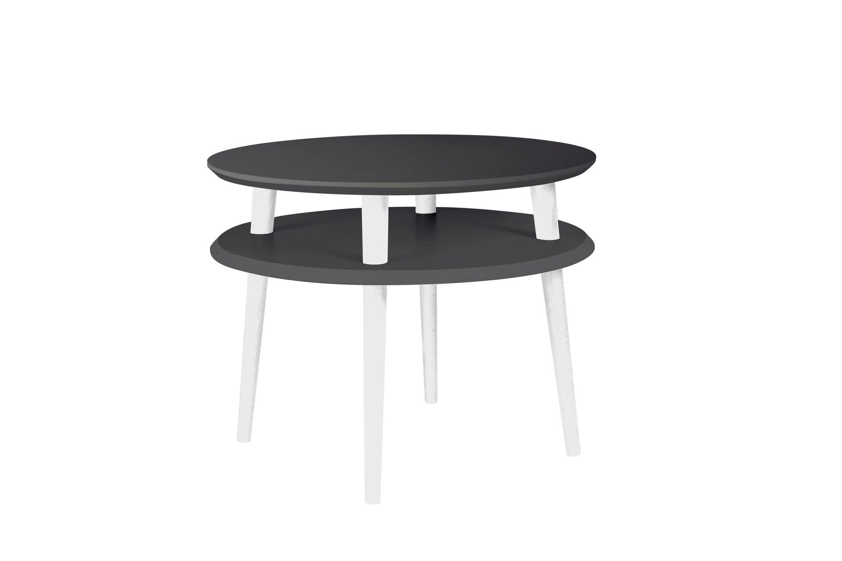Ufo Sofabord Diameter 57cm     45cm Grafit Hvide Ben