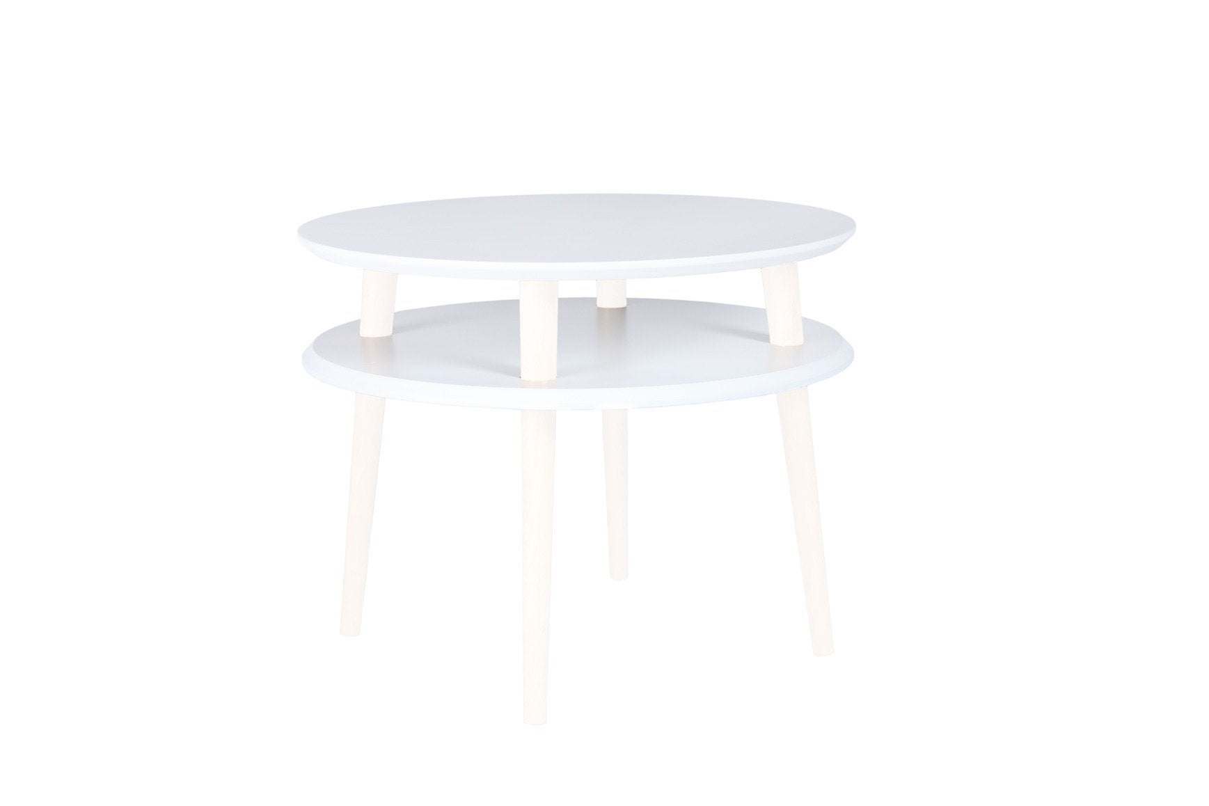 Ufo Sofabord Diameter 57cm     45cm Hvide Hvide Ben