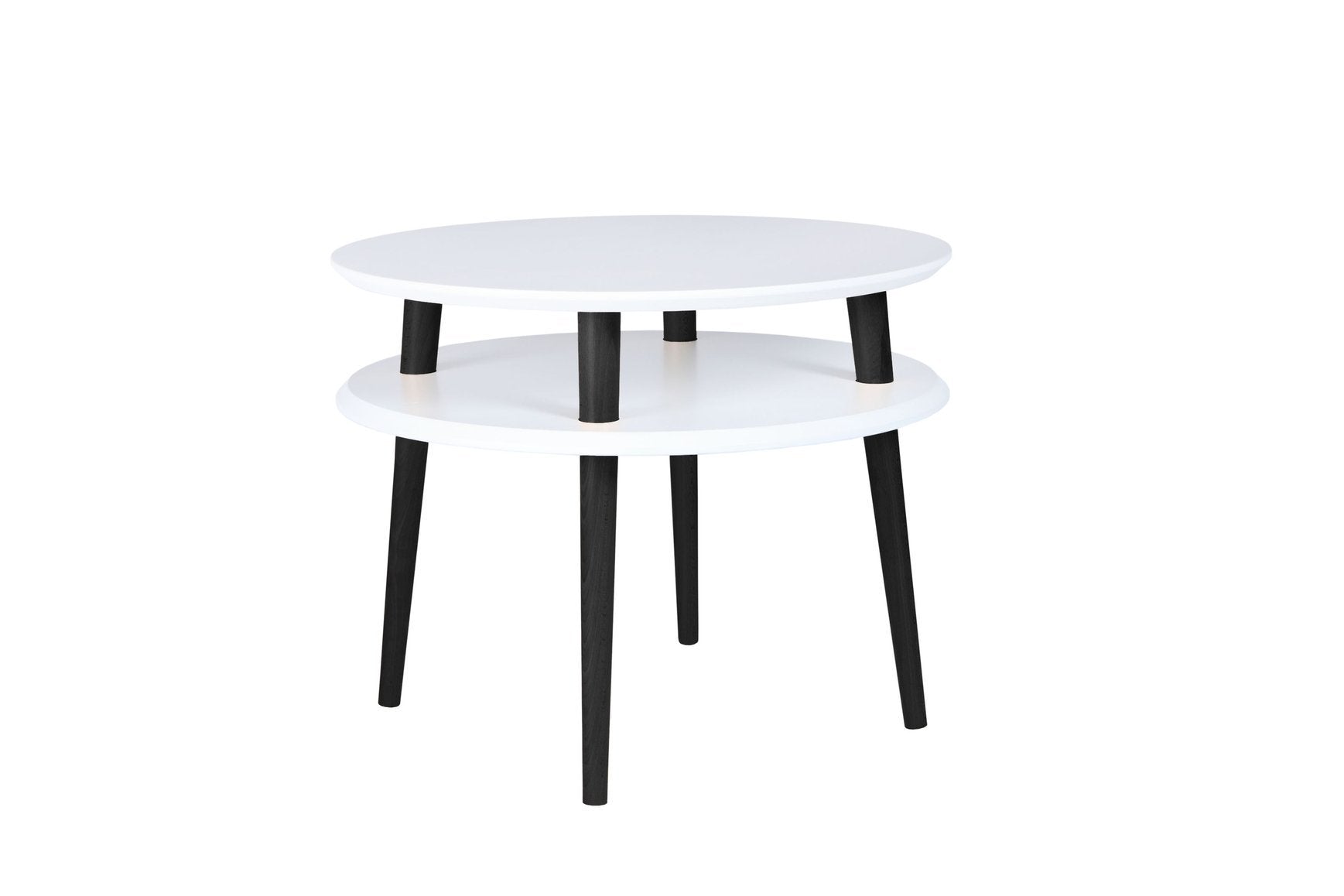 Ufo Sofabord Diameter 57cm     45cm Hvide Sorte Ben