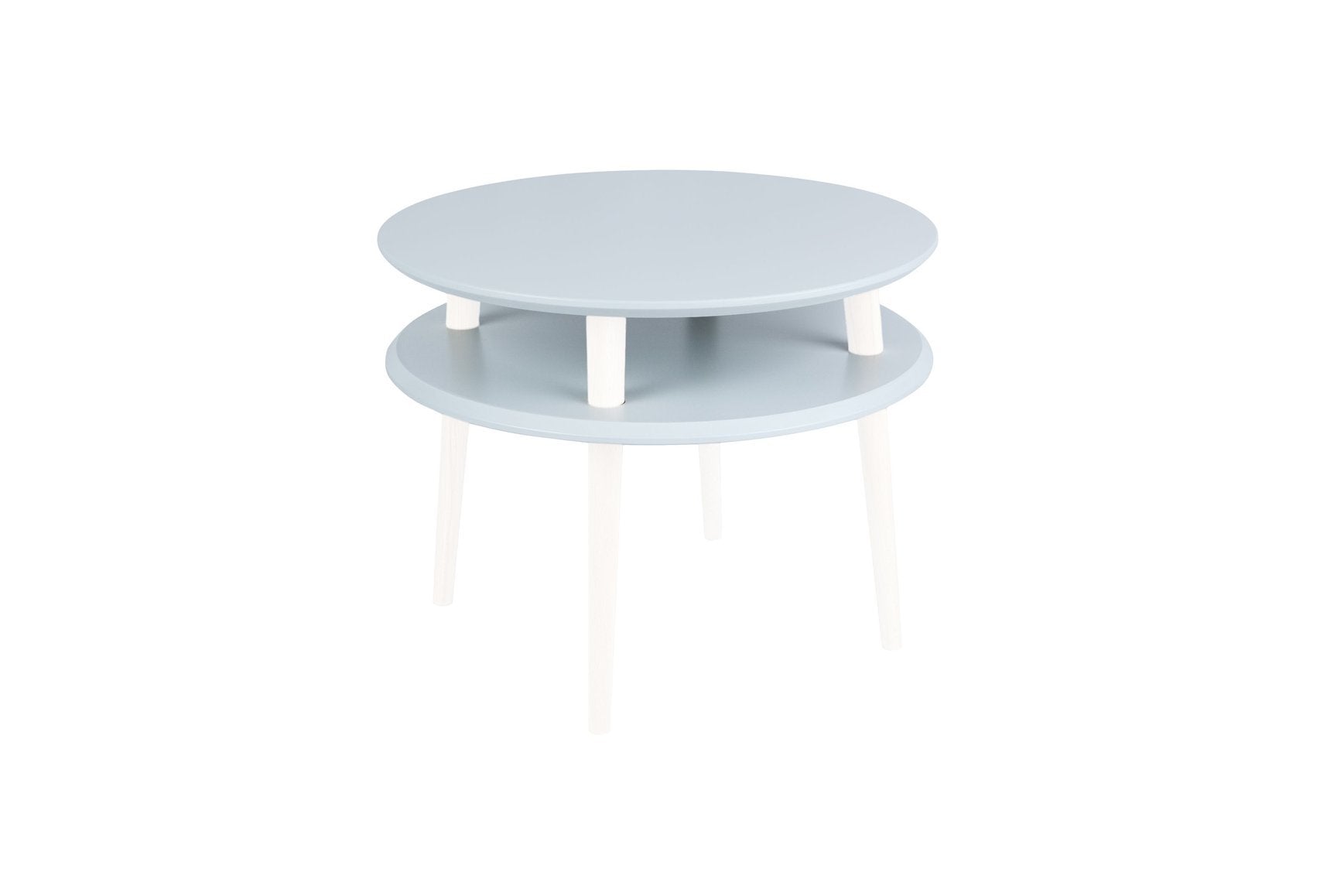 Ufo Sofabord Diameter 57cm     45cm Lysegrå Hvide Ben