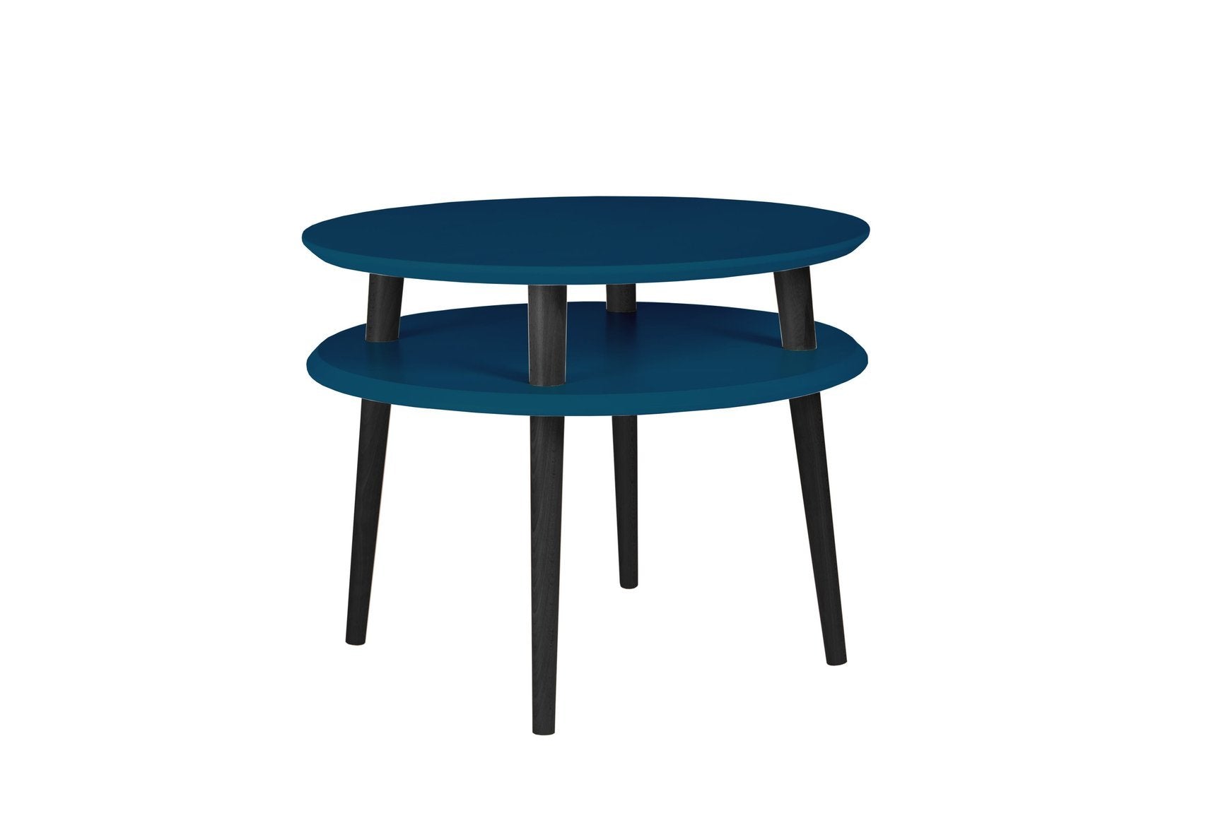 Ufo Sofabord Diameter 57cm     45cm Petrolblå   Sorte Ben