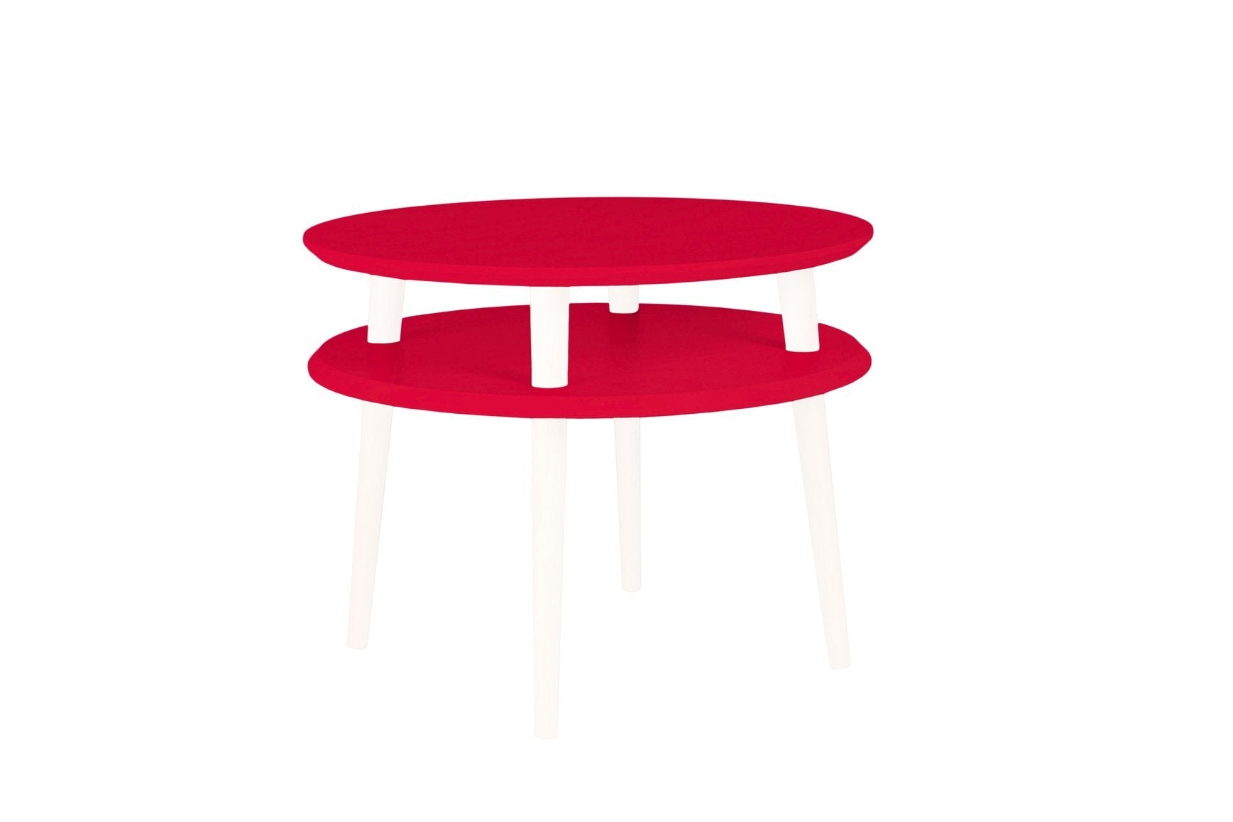 Ufo Sofabord Diameter 57cm     45cm Røde Hvide Ben