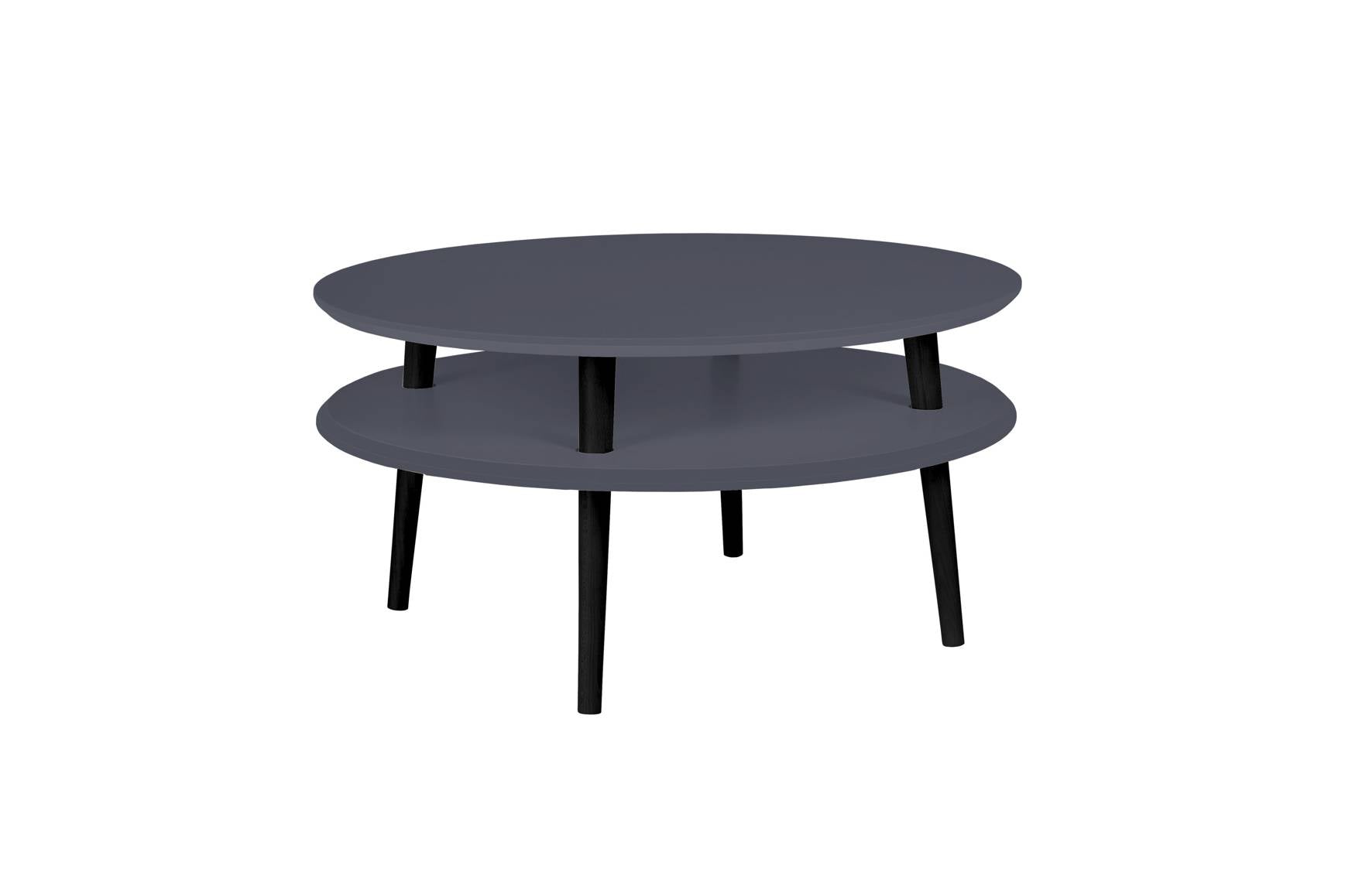 Ufo Sofabord Diameter 70cm   Højde 35cm Grafit Sorte Ben