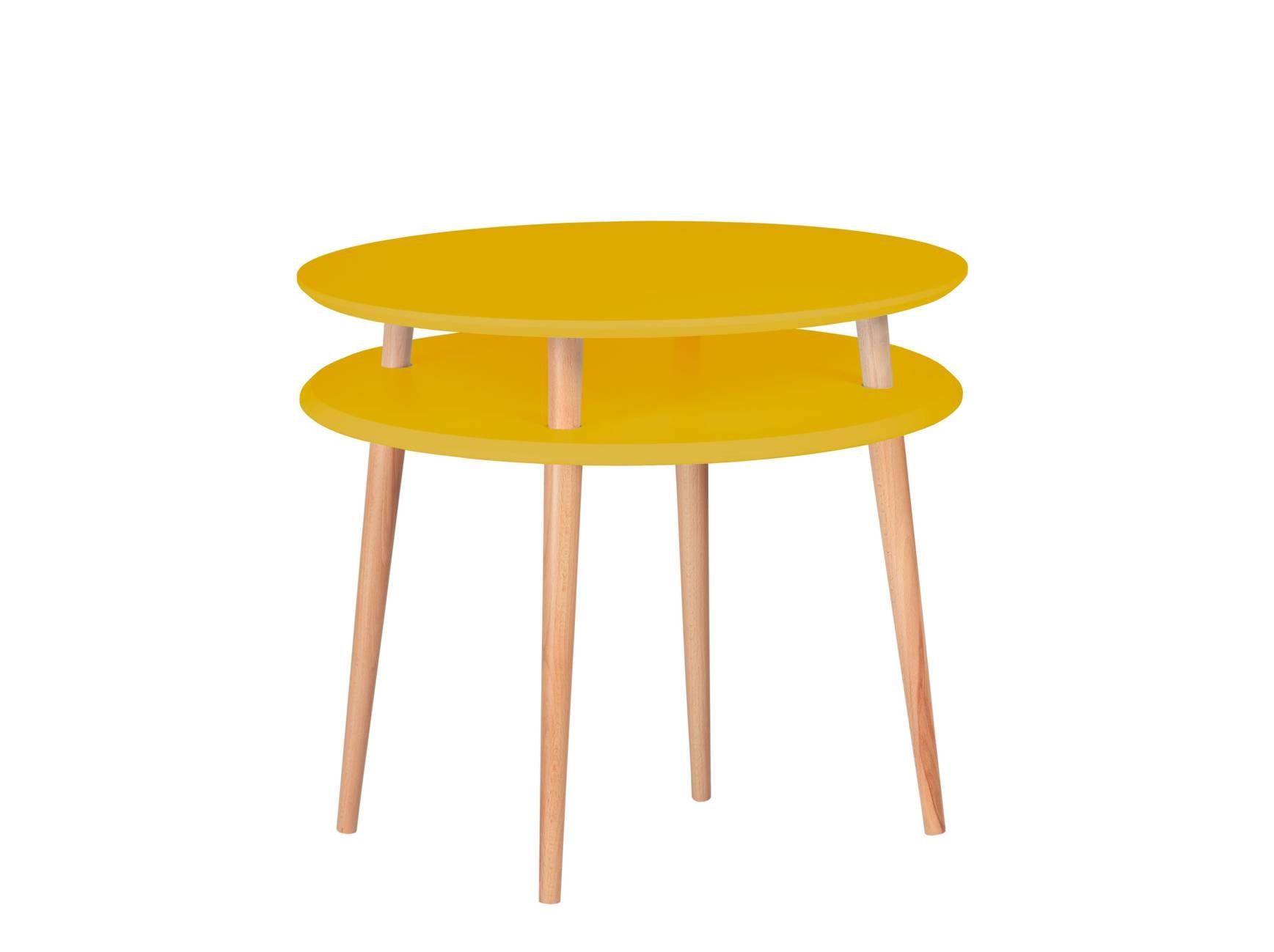 Ufo Sofabord Diameter 70cm   Højde 61cm Gul