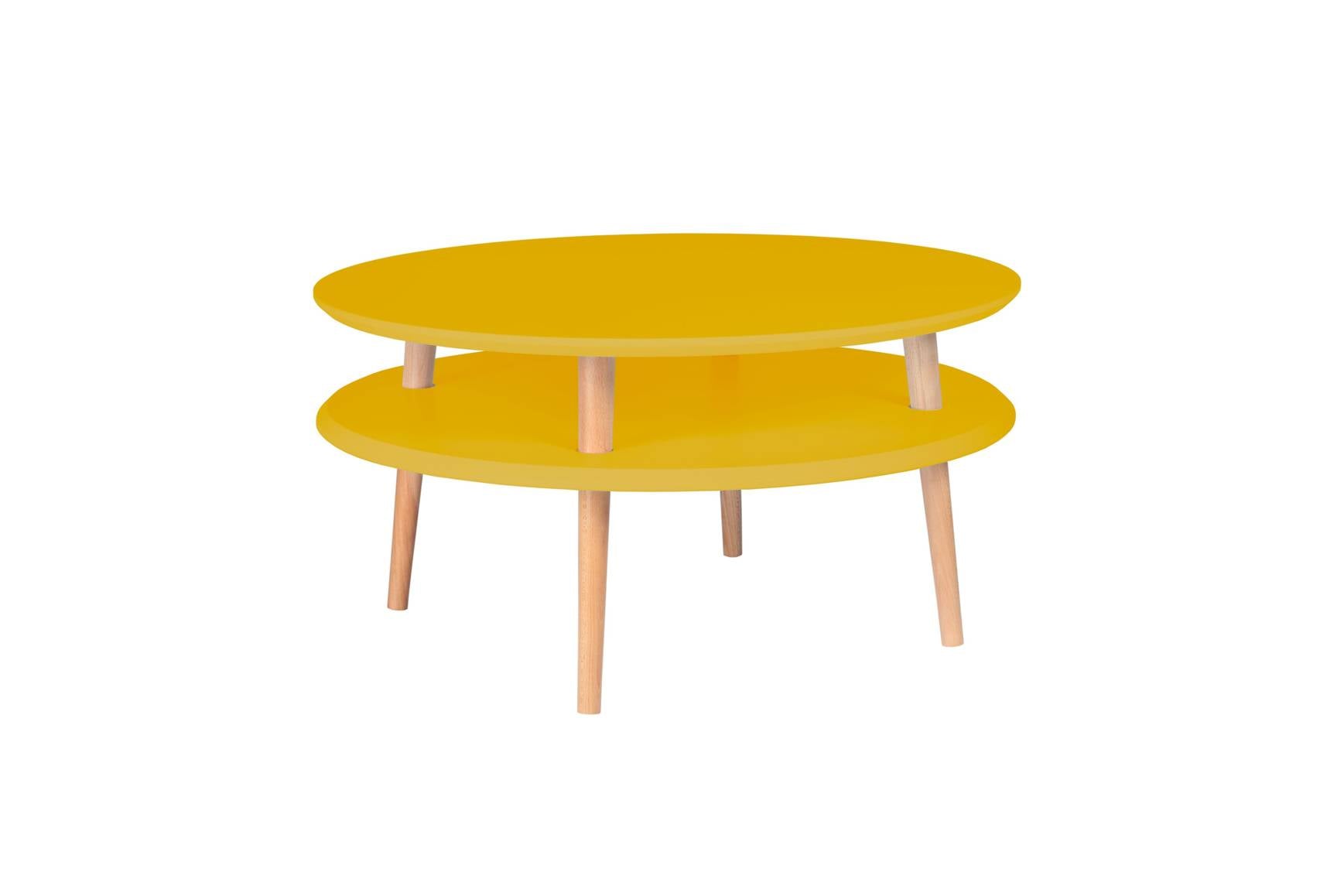Ufo Sofabord Diameter 70cm   Højde 35cm Gul