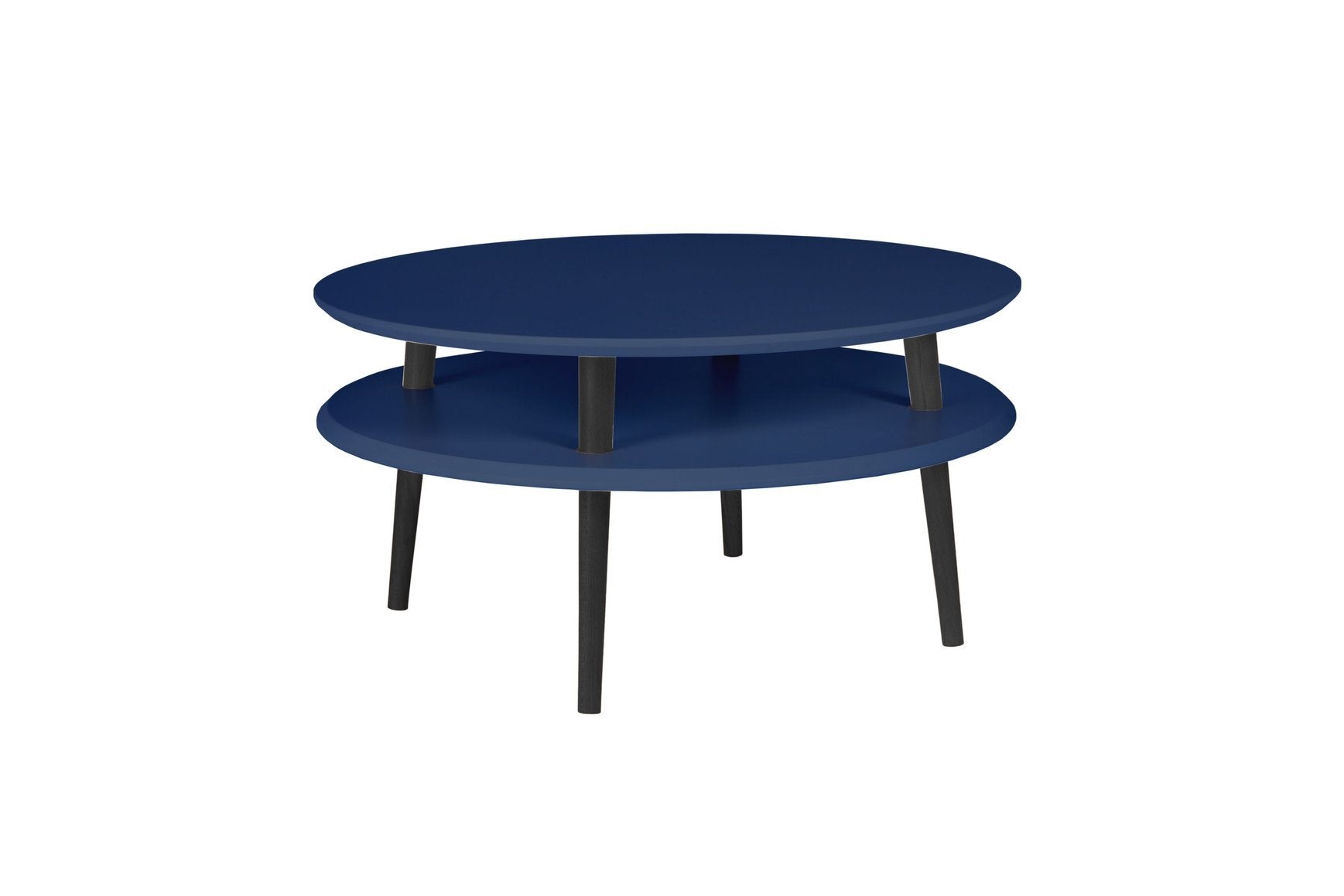 Ufo Sofabord Diameter 70cm   Højde 35cm Marineblå   Sorte Ben