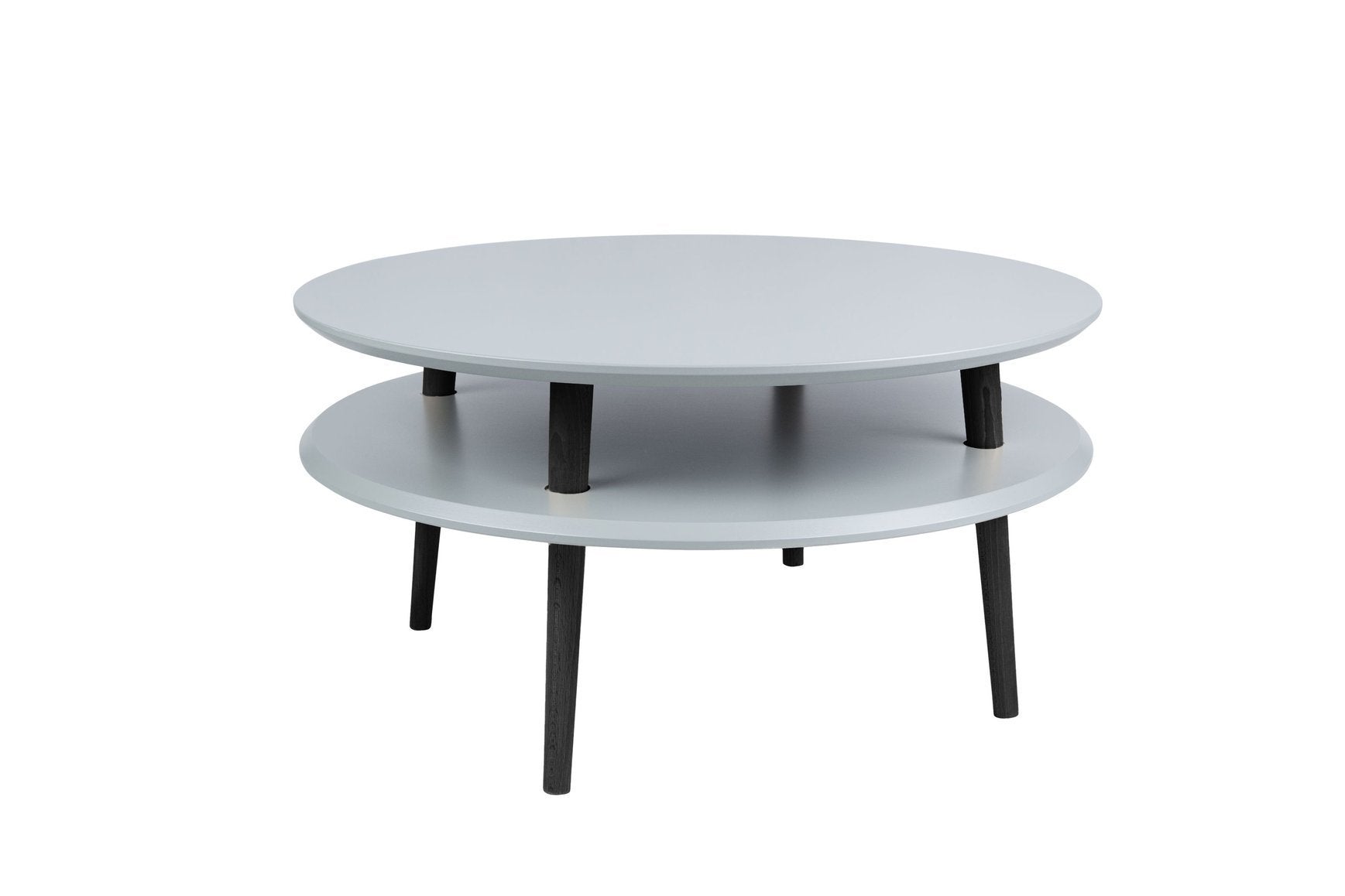 Ufo Sofabord Diameter 70cm   Højde 35cm Mørkegrå Sorte Ben