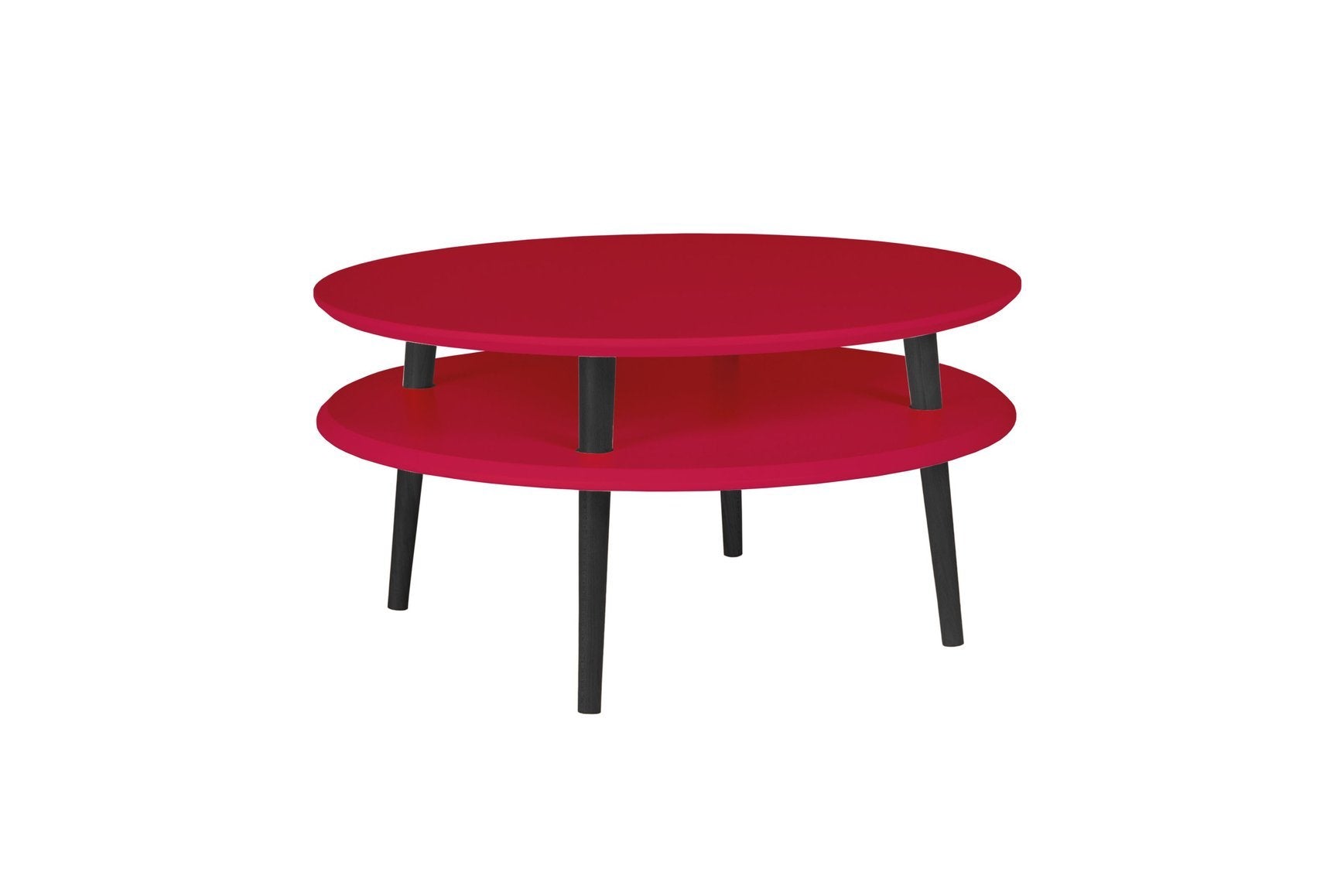 Ufo Sofabord Diameter 70cm   Højde 35cm Rød   Sorte Ben