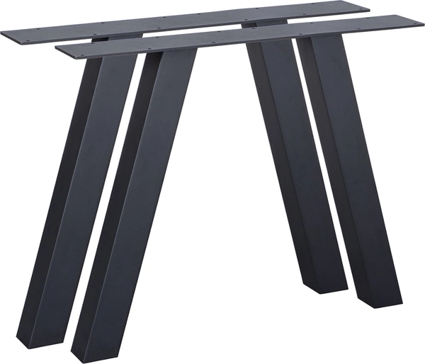 Understel Til Udendørsbord Woood Tablo  -leg  -formet   Mat Sort Pulverlakeret Stål H70xb78xd13 Cm Inkl  Montagemateriale   Gulvbeskyttere