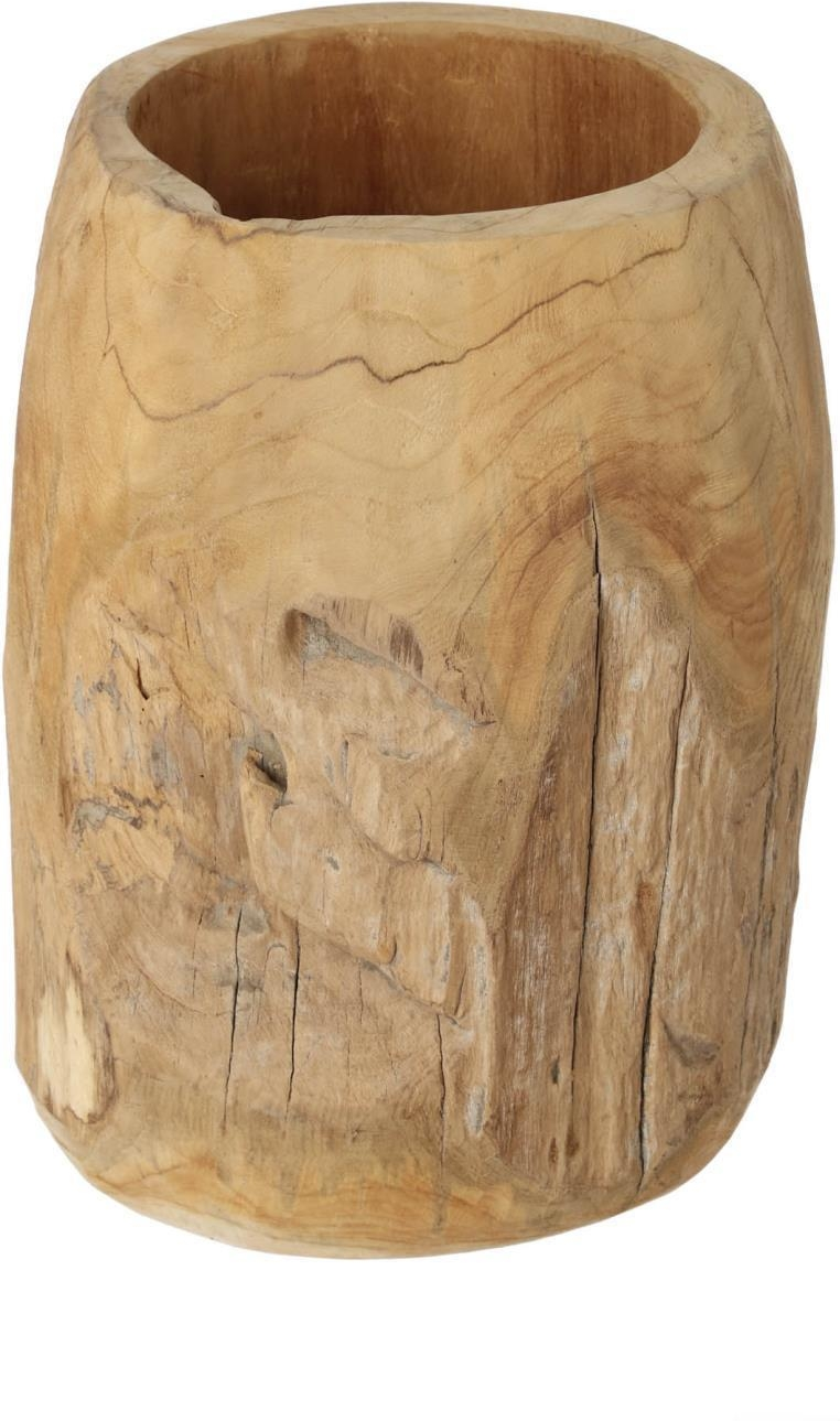 Urtepotte Plantepotte Kave Home Oriole   Massivt Teaktræ Rustik Natur 40x35x35 Cm