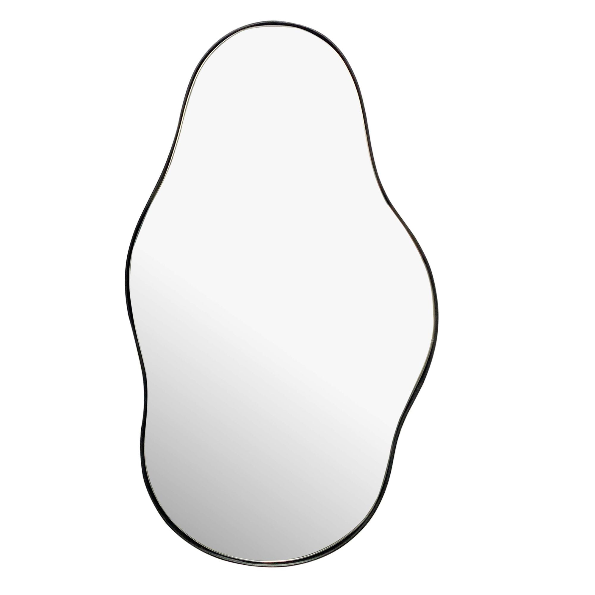 Utraditionelt Vægspejl   Asymmetrisk Form  40x80x2   Cm  Ramme Sort