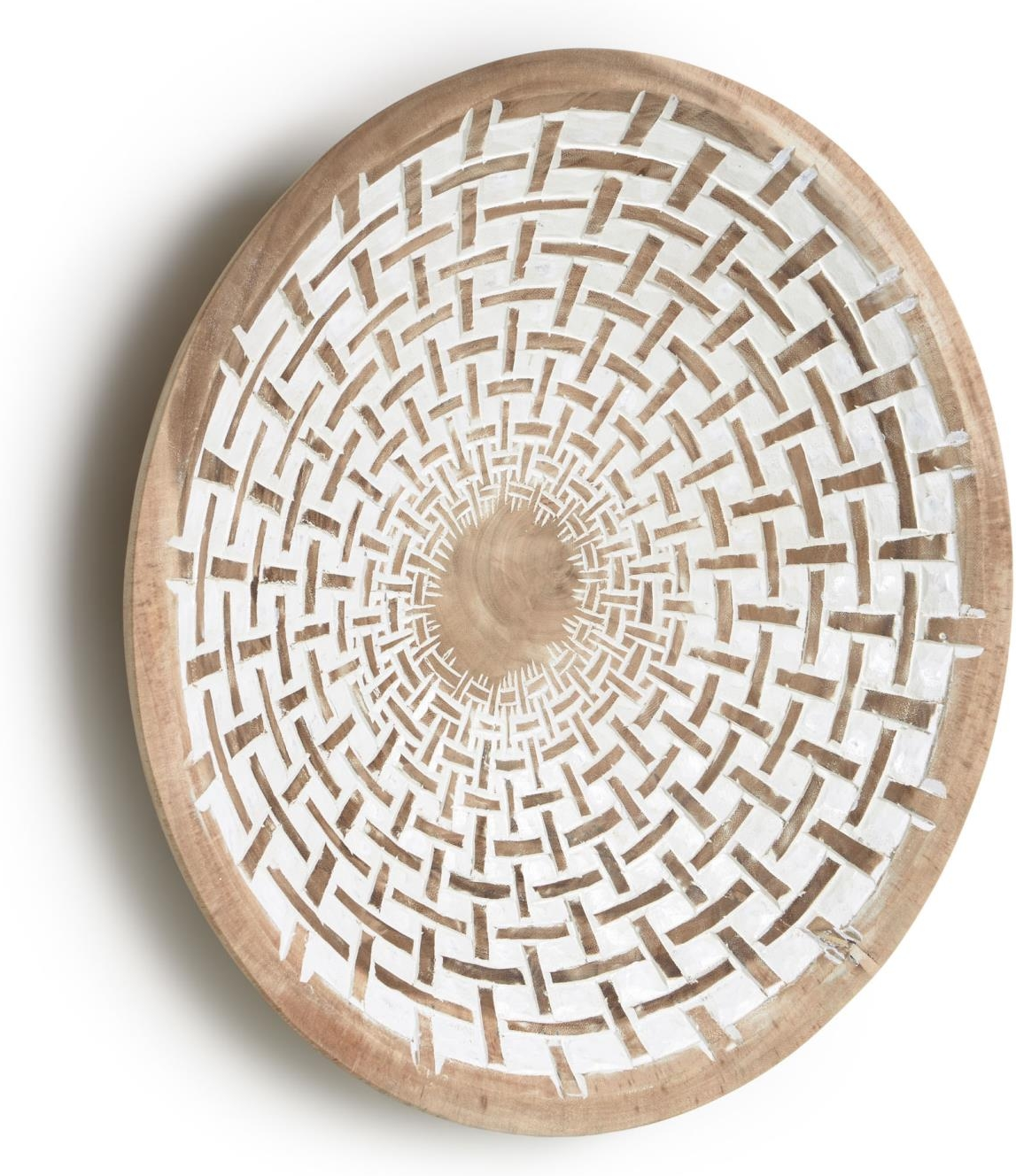 Vægdekoration Kave Home Mely Rustikt Håndskåret 100  Massivt Mungurtræ 50x12x50 Cm Natur Hvid