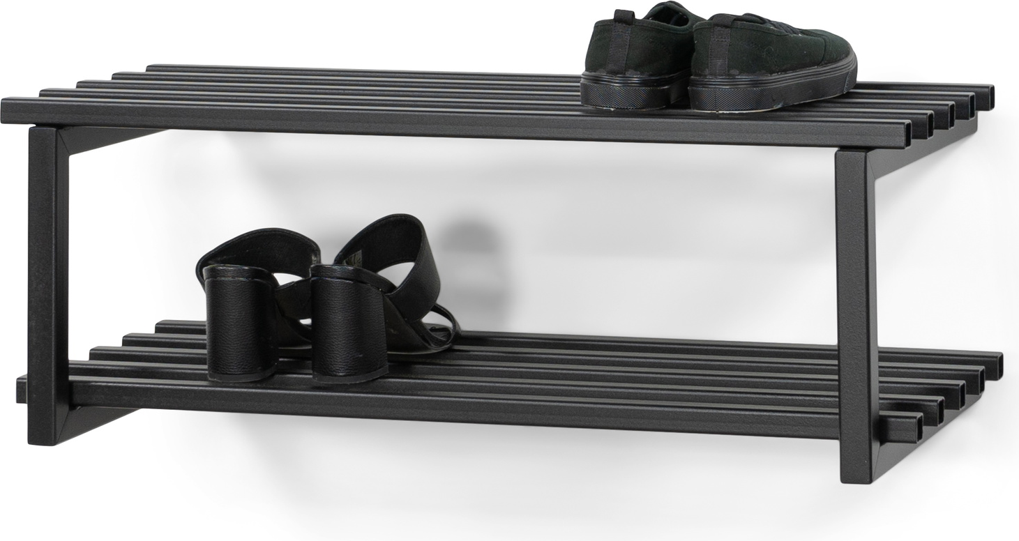 Væghængt Skoreol Skohylde Spinder Design Rizzoli Sortlakeret Stål H26ã B71ã D34 Cm