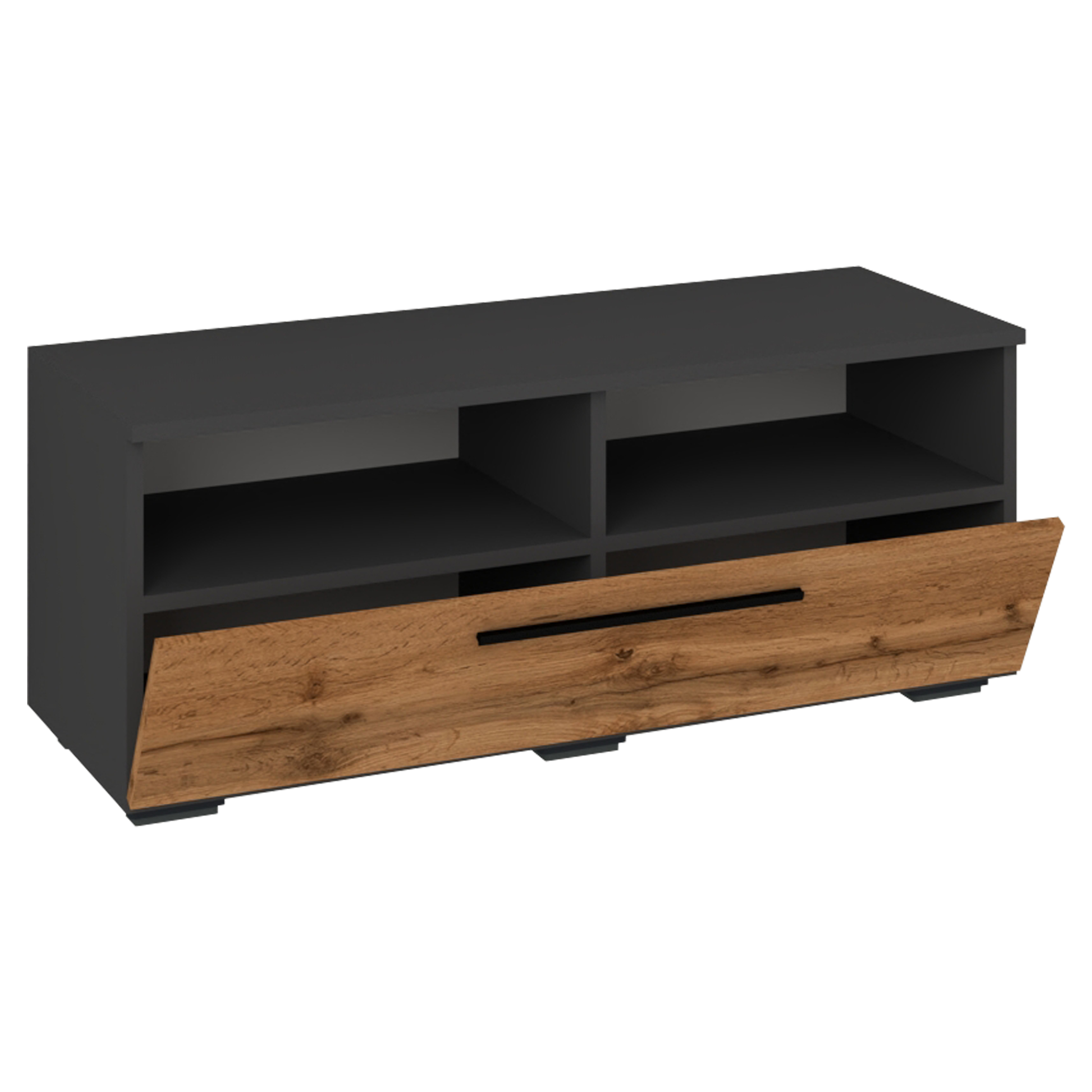 Vcm Nordic Arila   Tv-bord       Låge Og   Rum Antracitgrå Og Natur Træ  95x40