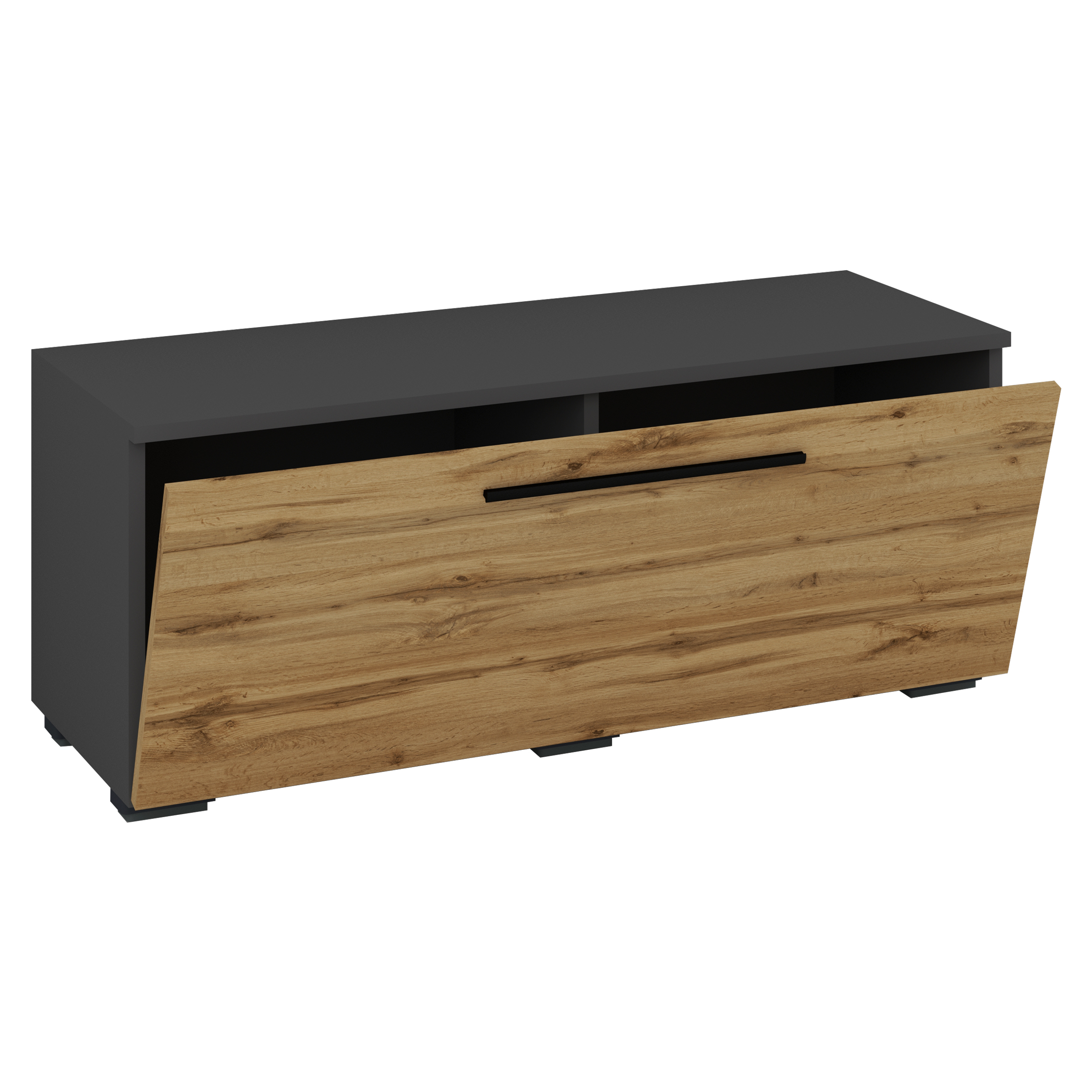 Vcm Nordic Arila   Tv-bord       Låge Og   Rum Antracitgrå Og Natur Træ  110x30