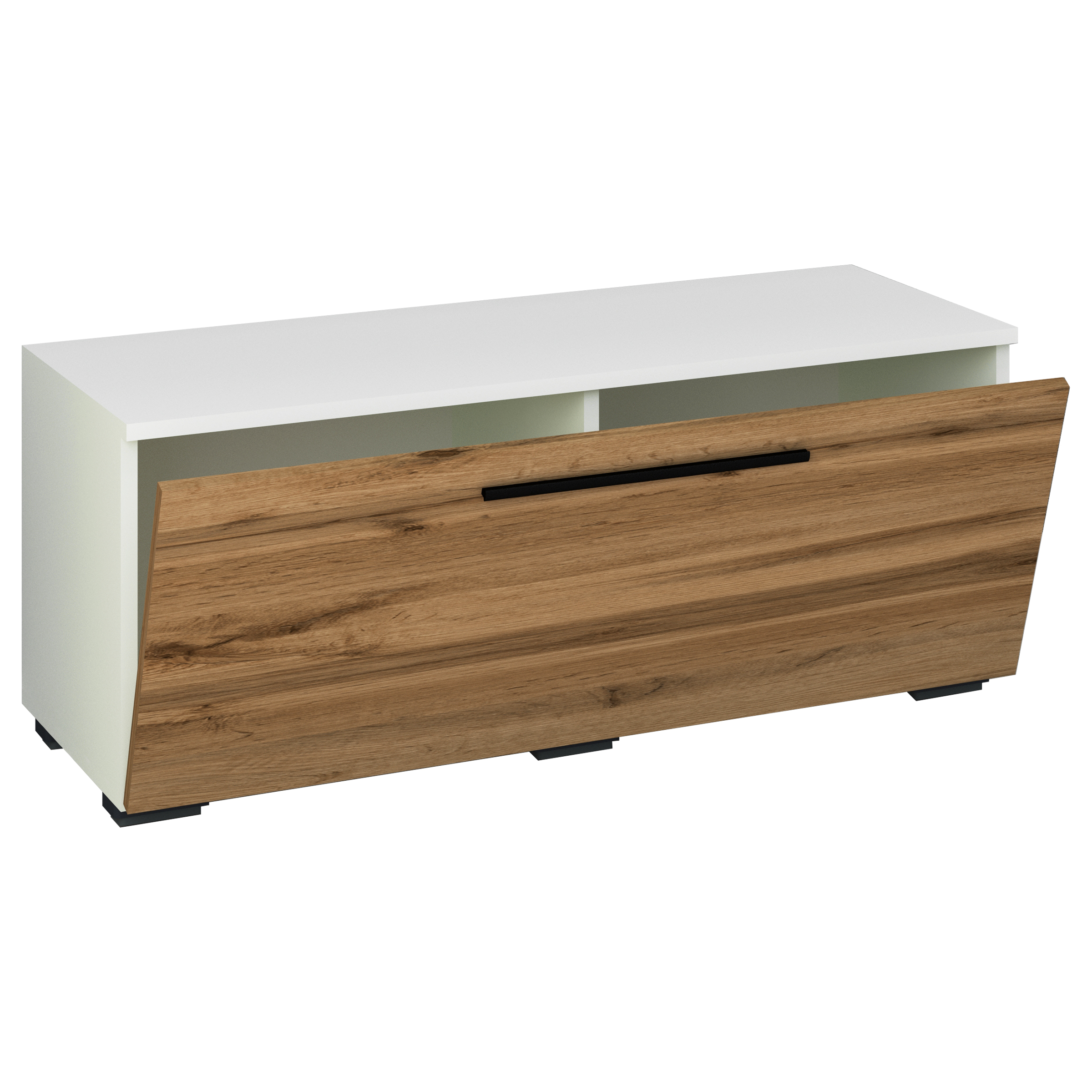 Vcm Nordic Arila   Tv-bord       Låge Og   Rum Hvid Og Natur Træ  110x30