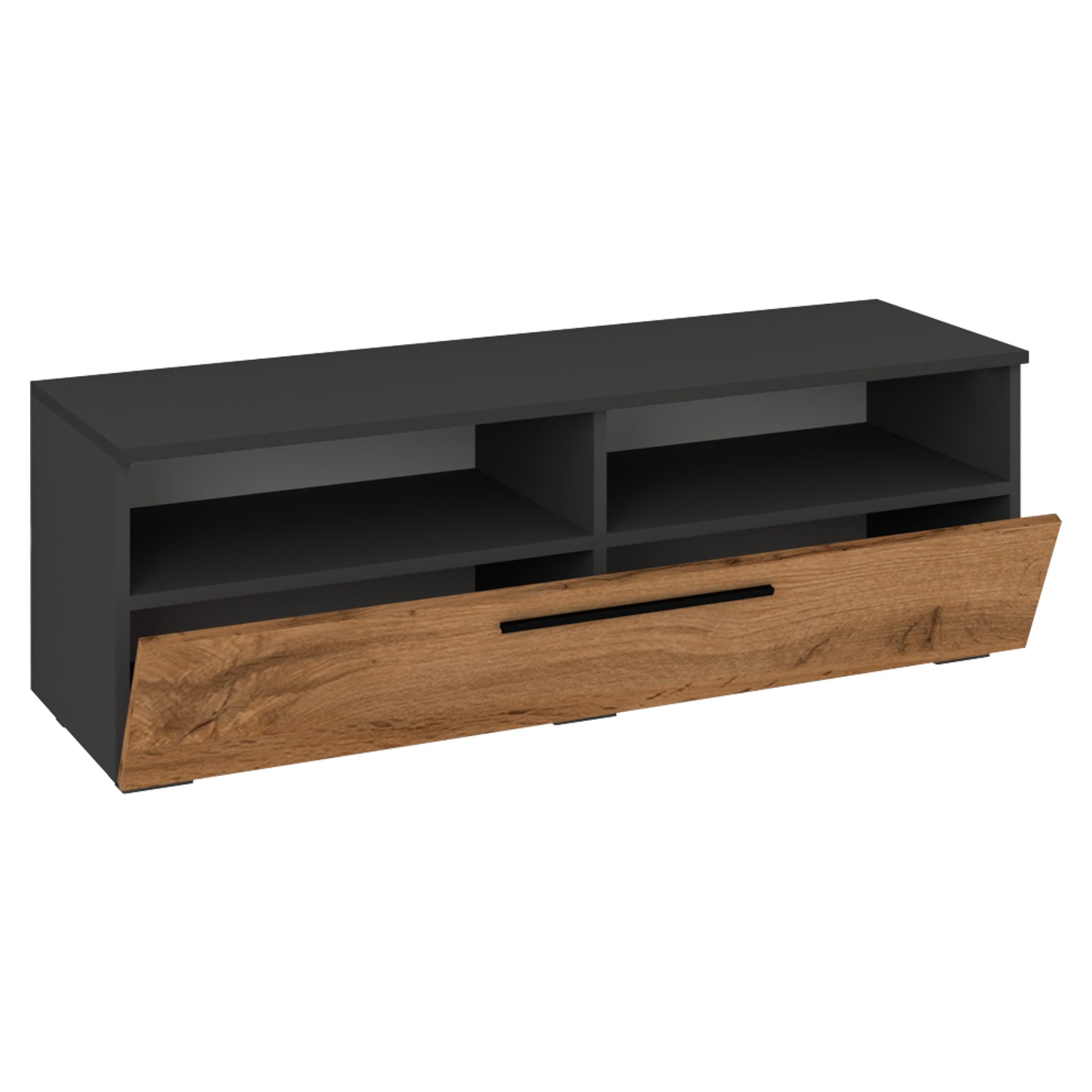 Vcm Nordic Arila   Tv-bord       Låge Og   Rum Antracitgrå Og Natur Træ  115x40