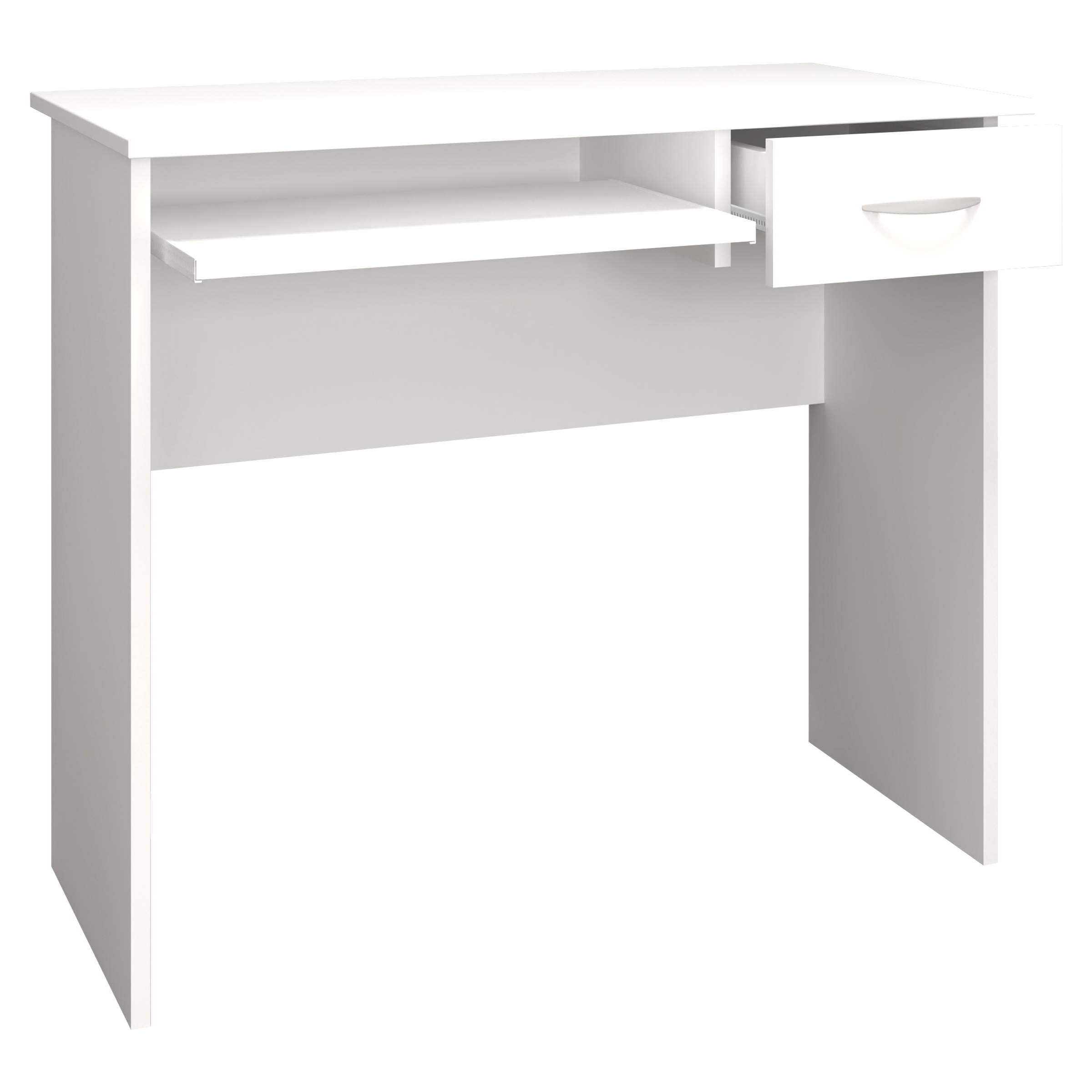 Vcm Nordic Arusa   Skrivebord       Tastaturhylde Og   Skuffe Hvid Træ  85x50