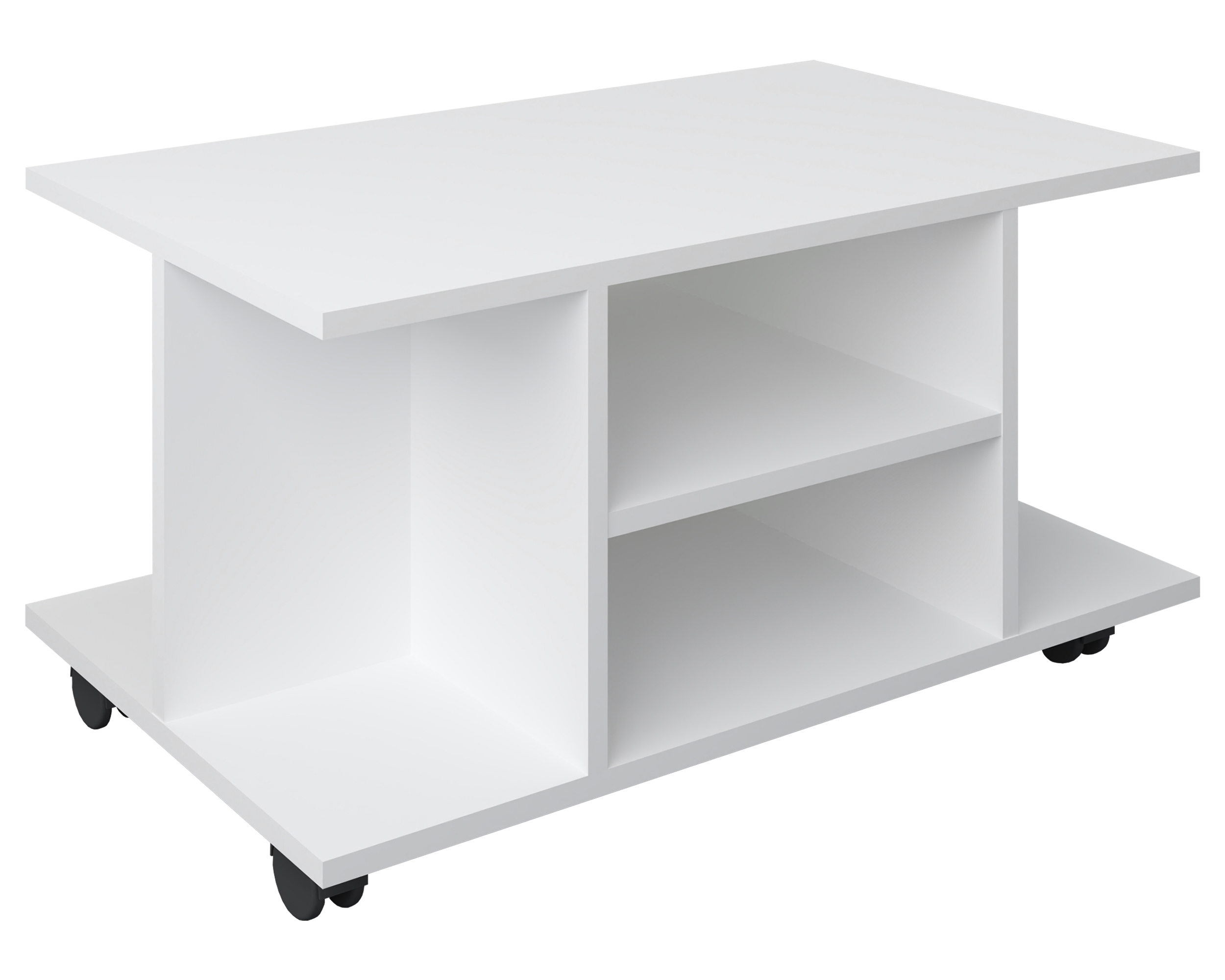 Vcm Nordic Findula Sofabord       Rum Og Hjul Hvid Træ  80x40