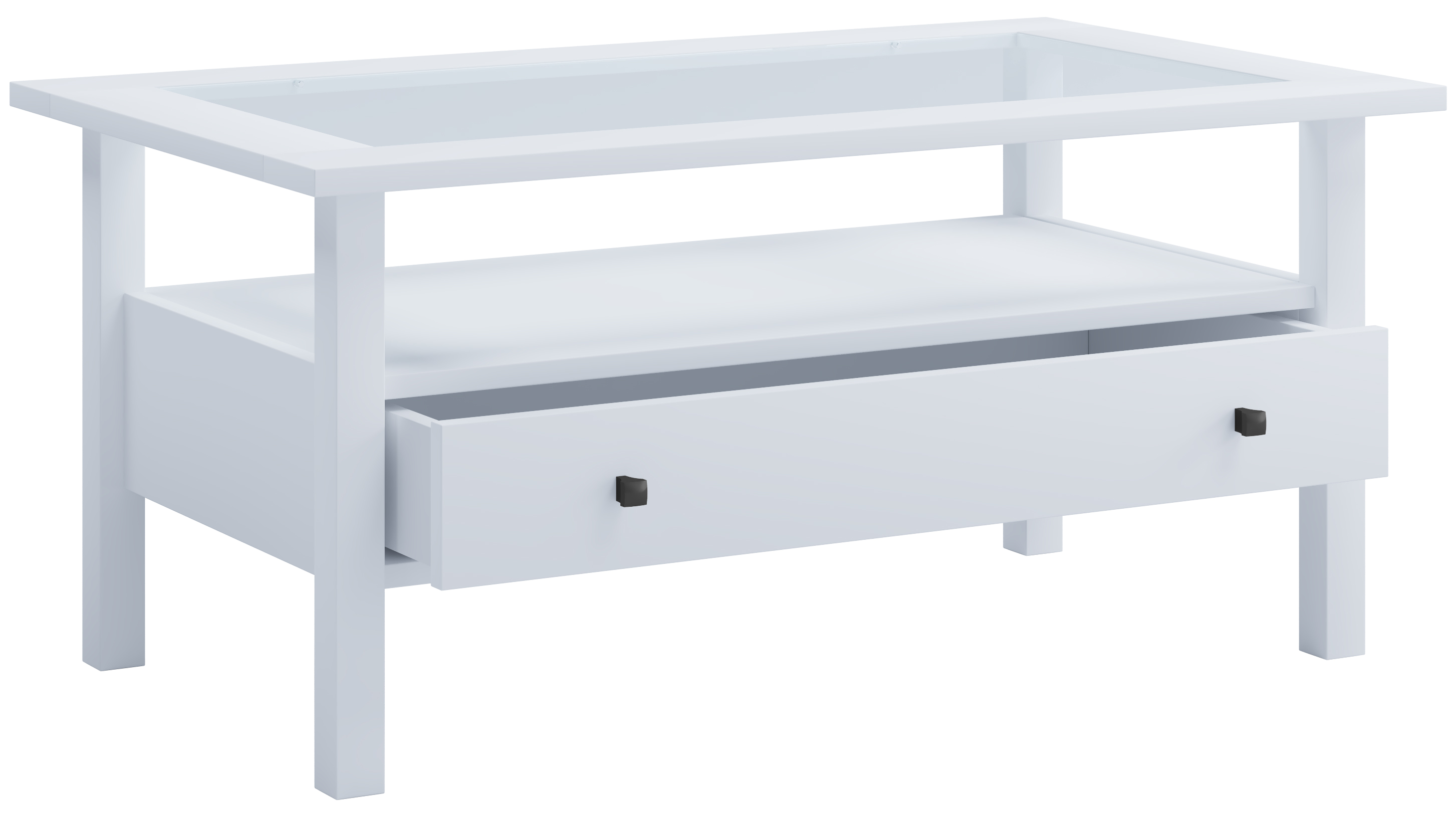 Vcm Nordic Lingis   Sofabord       Skuffe Glas Og Hvid Træ  90x53