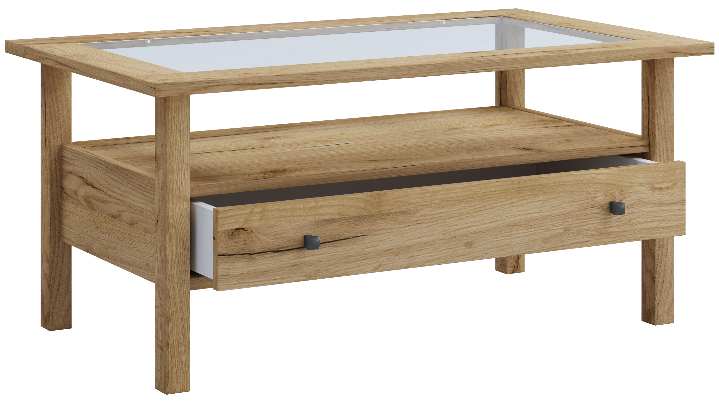 Vcm Nordic Lingis   Sofabord       Skuffe Glas Og Natur Træ  90x53