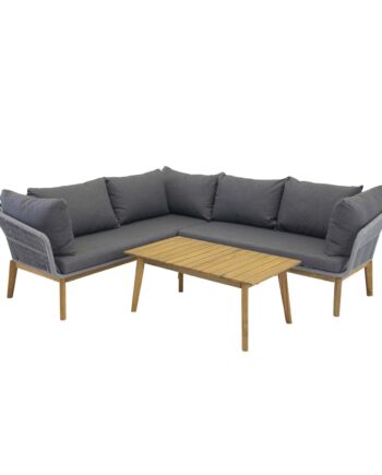 Venture Design Chania Hjørne Havesofa Natur Akacietræ Og Grå Stål