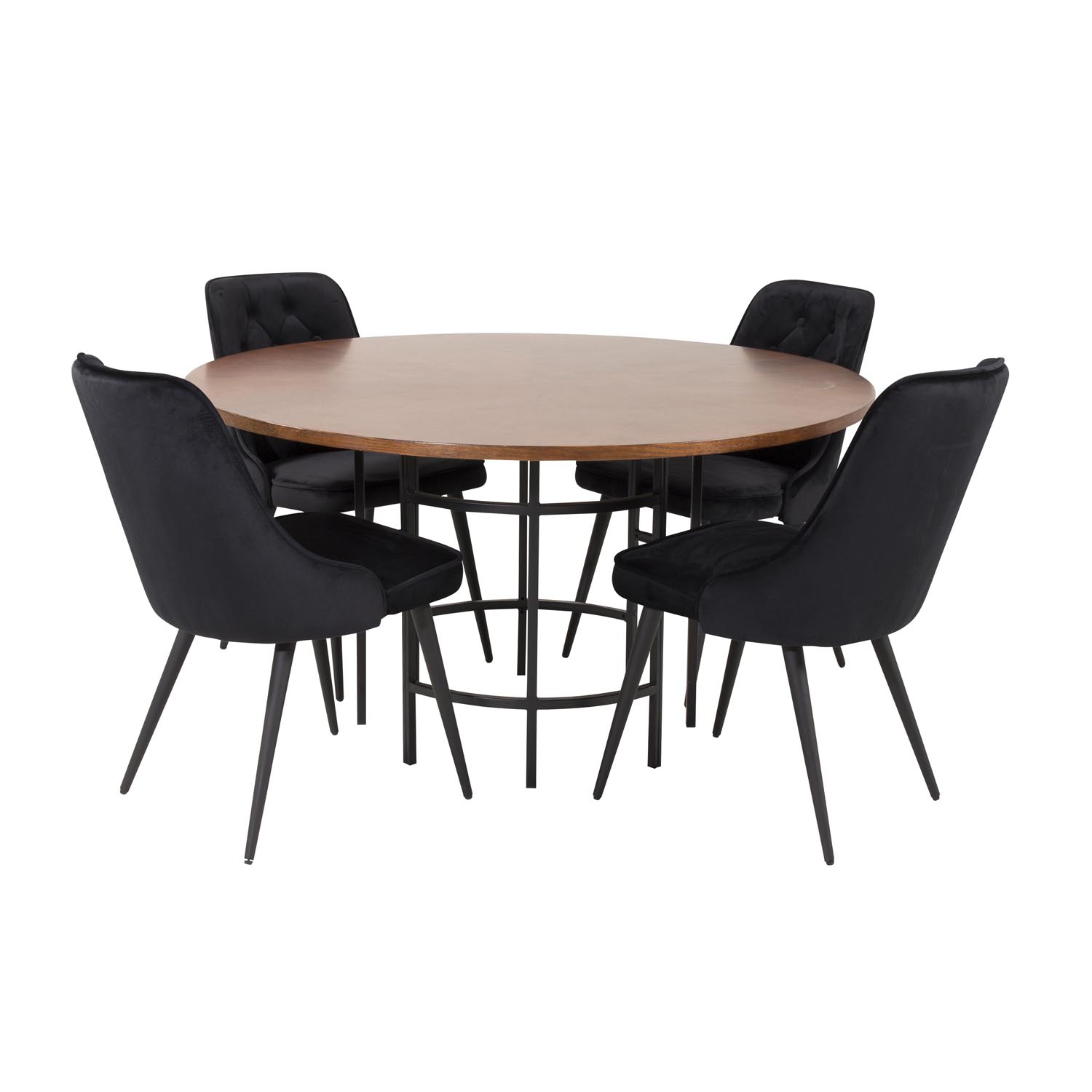 Venture Design Copenhagen Spisebordssæt       Stole Brun Finer Sort Metal Og Sort Fløjl Sort Metal