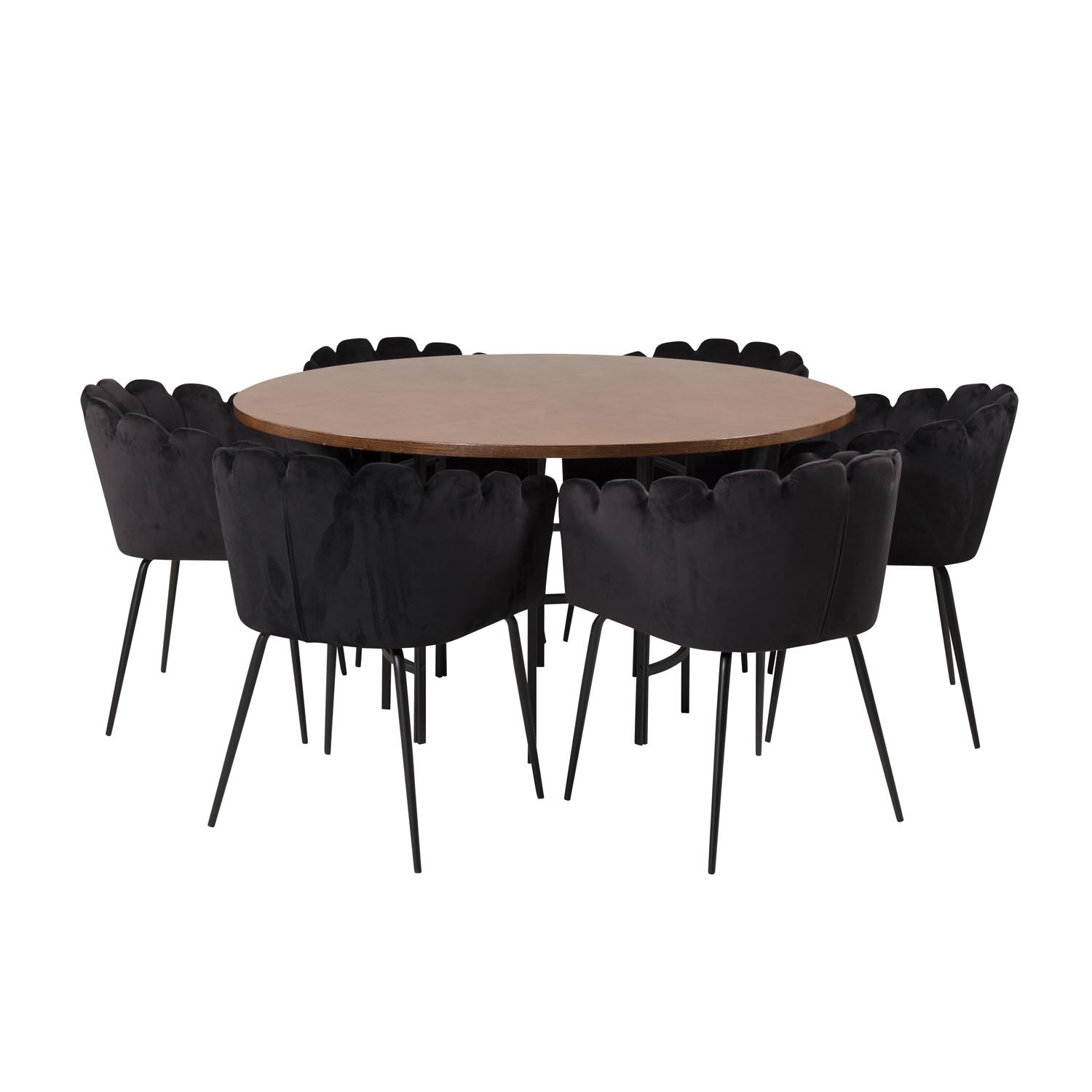 Venture Design Copenhagen Spisebordssæt       Stole Brun Finer Sort Metal Og Sort Fløjl Sort Metal