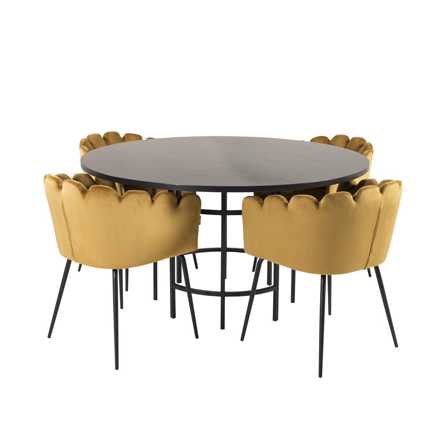 Venture Design Copenhagen Spisebordssæt       Stole Sort Finer Sort Metal Og Gul Fløjl Sort Metal