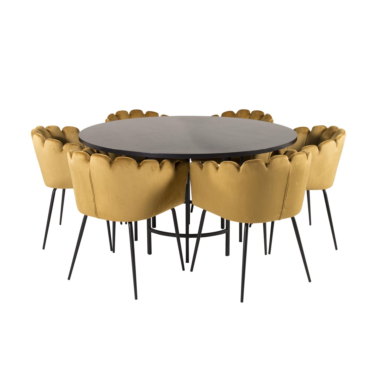 Venture Design Copenhagen Spisebordssæt       Stole Sort Finer Sort Metal Og Gul Fløjl Sort Metal
