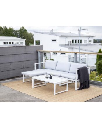 Venture Design Salvador Sofa Havesæt    Hynder Og Bord Grå Polyester Og Hvid Aluminium