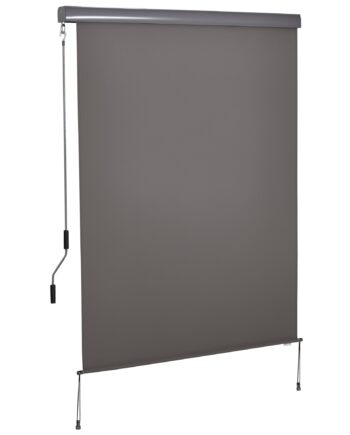 Vertikal Markise Balkonmarkise Vertikal Markise Vindbeskyttelse Sidegardin Privatlivsskærm Med Håndsving Polyesterstof   Aluminiumsgrå 250   140 Cm