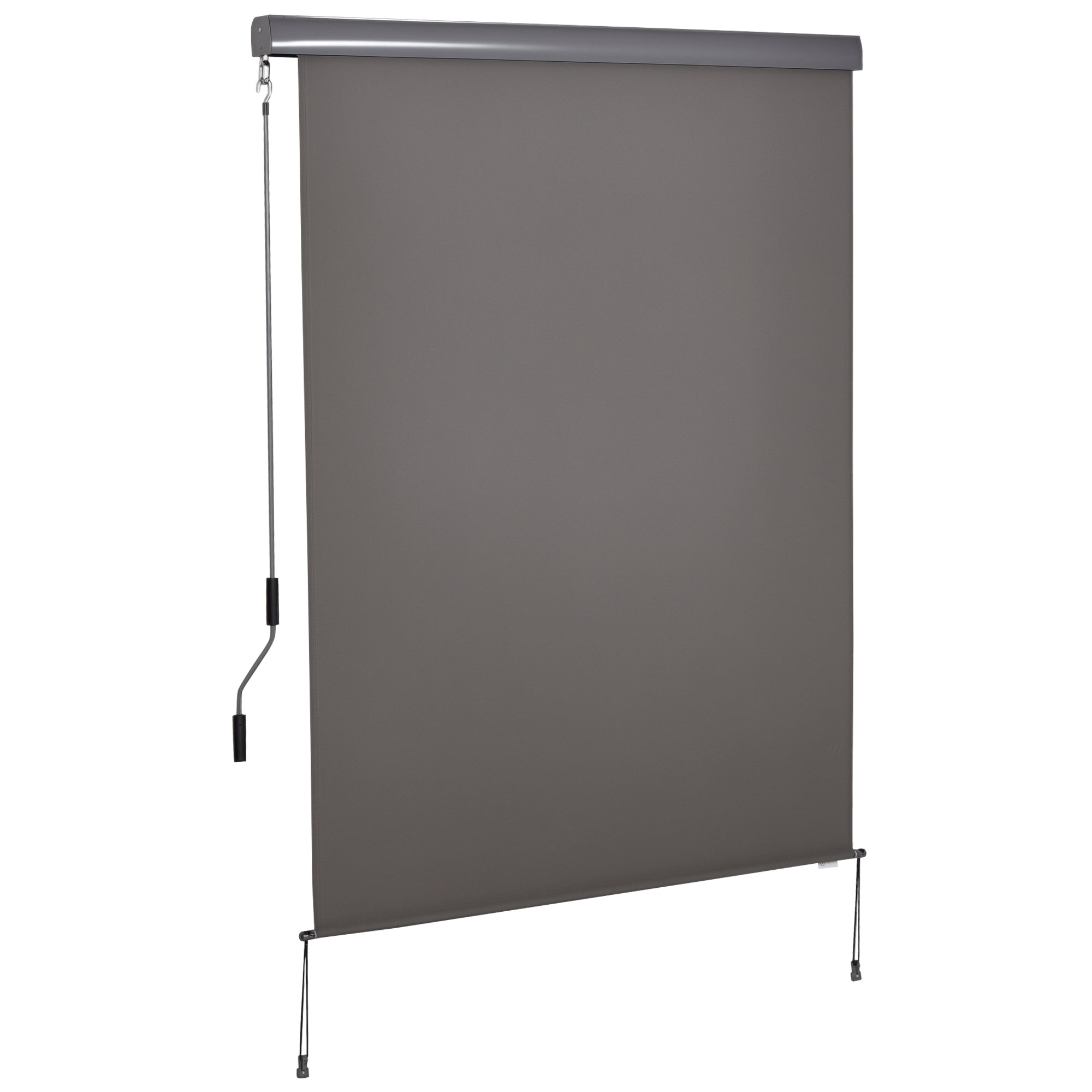 Vertikal Markise Balkonmarkise Vertikal Markise Vindbeskyttelse Sidegardin Privatlivsskærm Med Håndsving Polyesterstof   Aluminiumsgrå 250   140 Cm
