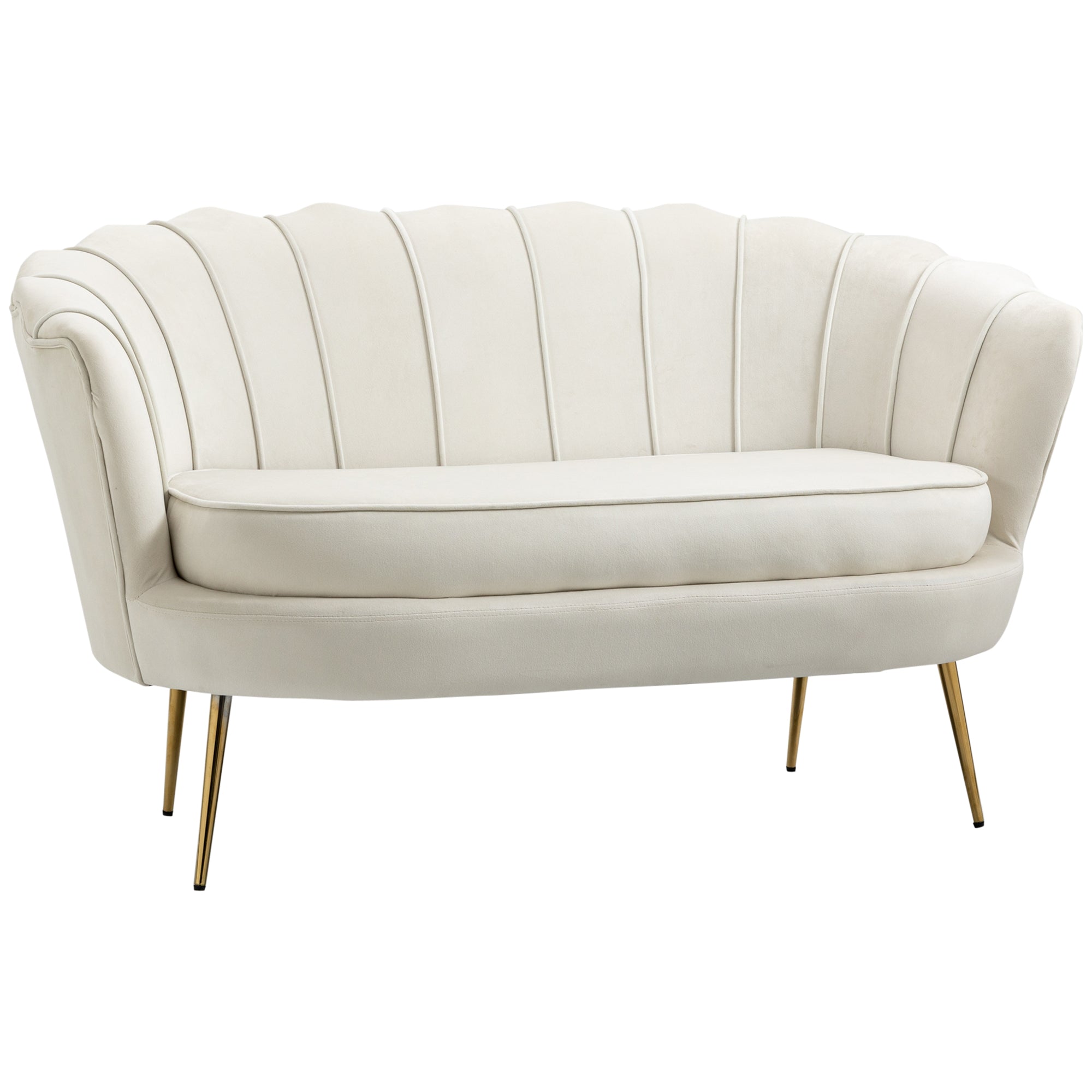 Vintage  -personers Sofa  Polstrede Møbler  Fløjlslook  Op Til 150 Kg  Creme Guld