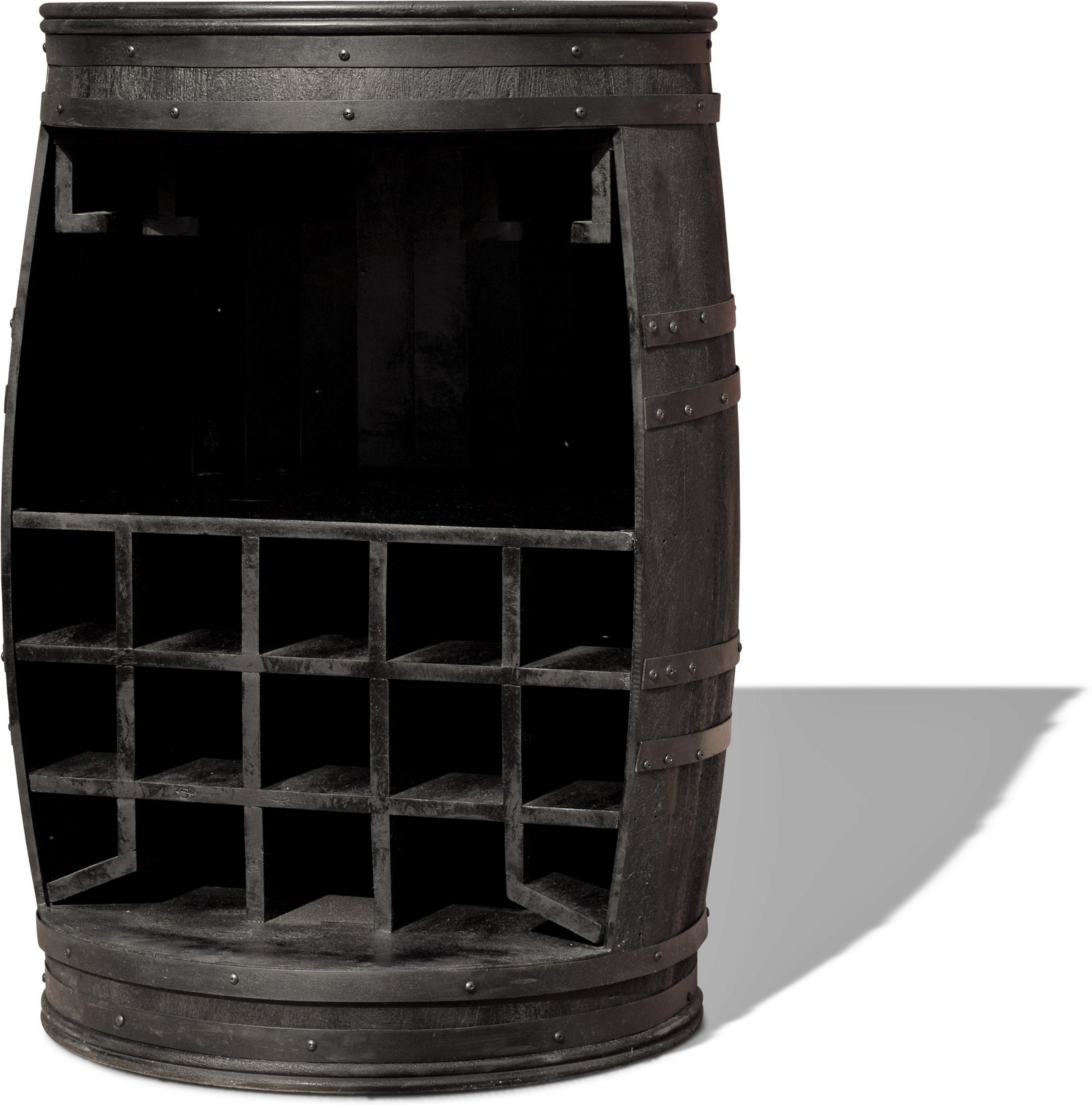 Vintønde Barskab Obuzi Rosey-black Rustic Mangotræ ø58   H90 Cm