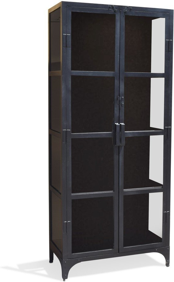 Vitrineskab Obuzi Factoria  Sort Jern Og Glas  H185ã B80ã D40 Cm