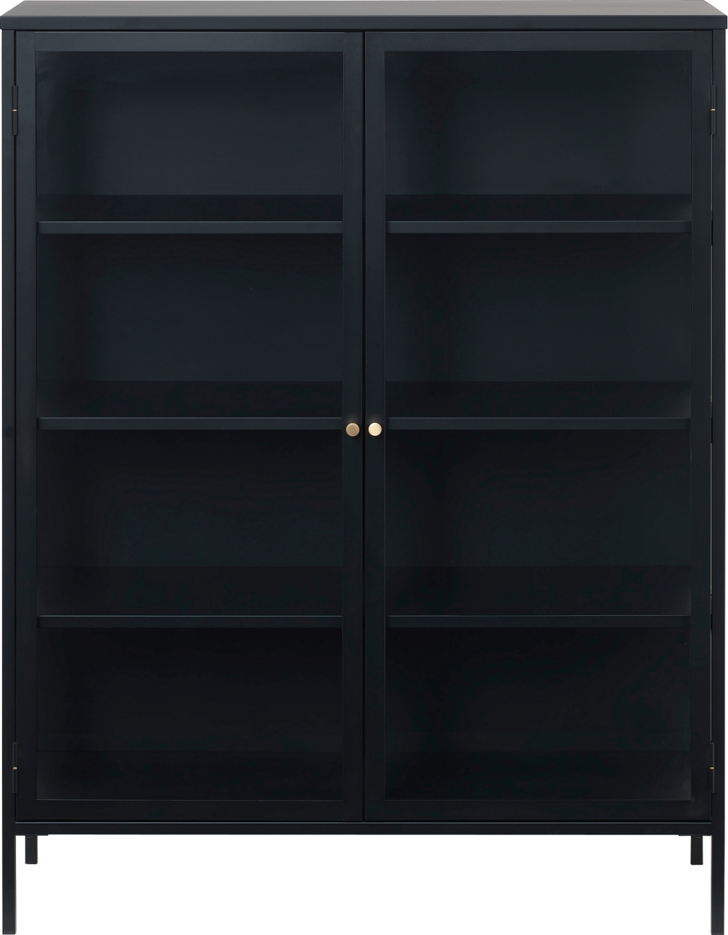 Vitrineskab Og Displayskab Nordique Design Carmel   Sort Koldvalset Stål Med Hærdet Glas  Justerbare Hylder  H140ã B40ã D110 Cm
