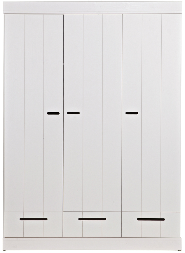 Woood Connect Klædeskab Med   Låger Og   Skuffer   Massivt Fyrretræ  Hvid H195ã B140ã D53 Cm
