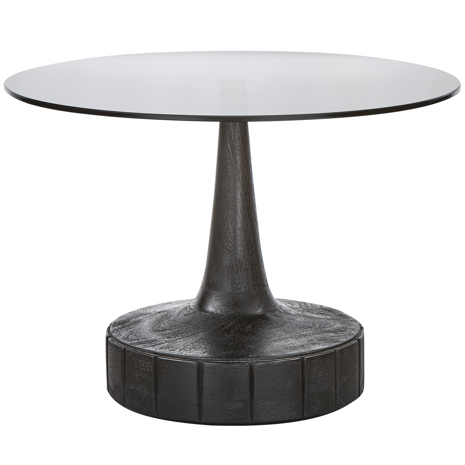 Woood Soya Sidebord  Rund Sort Glas Og Sort Mangotræ  ø60