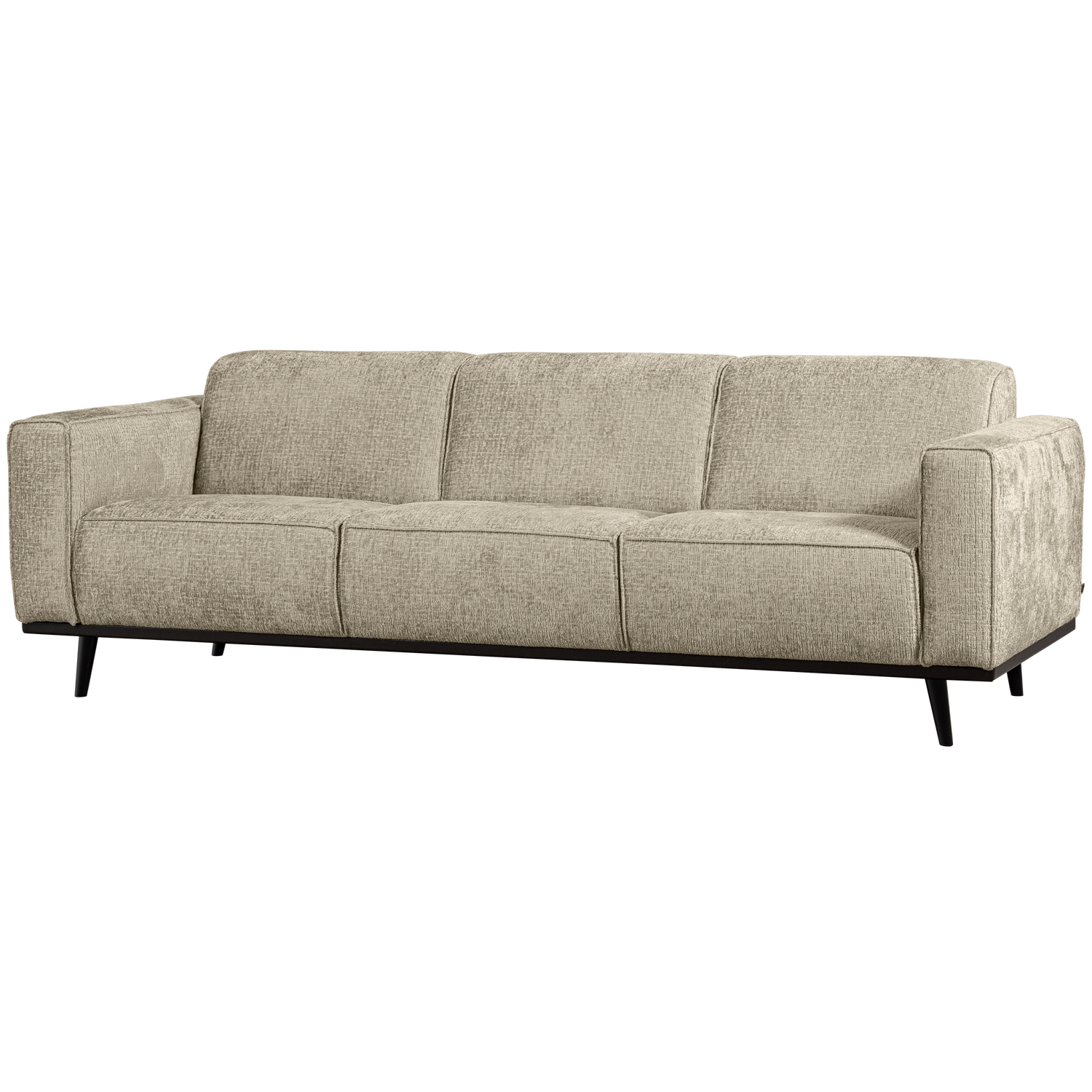 Woood Statement   Pers  Sofa Gul Strukturfløjl Stof Og Birketræ  230cm
