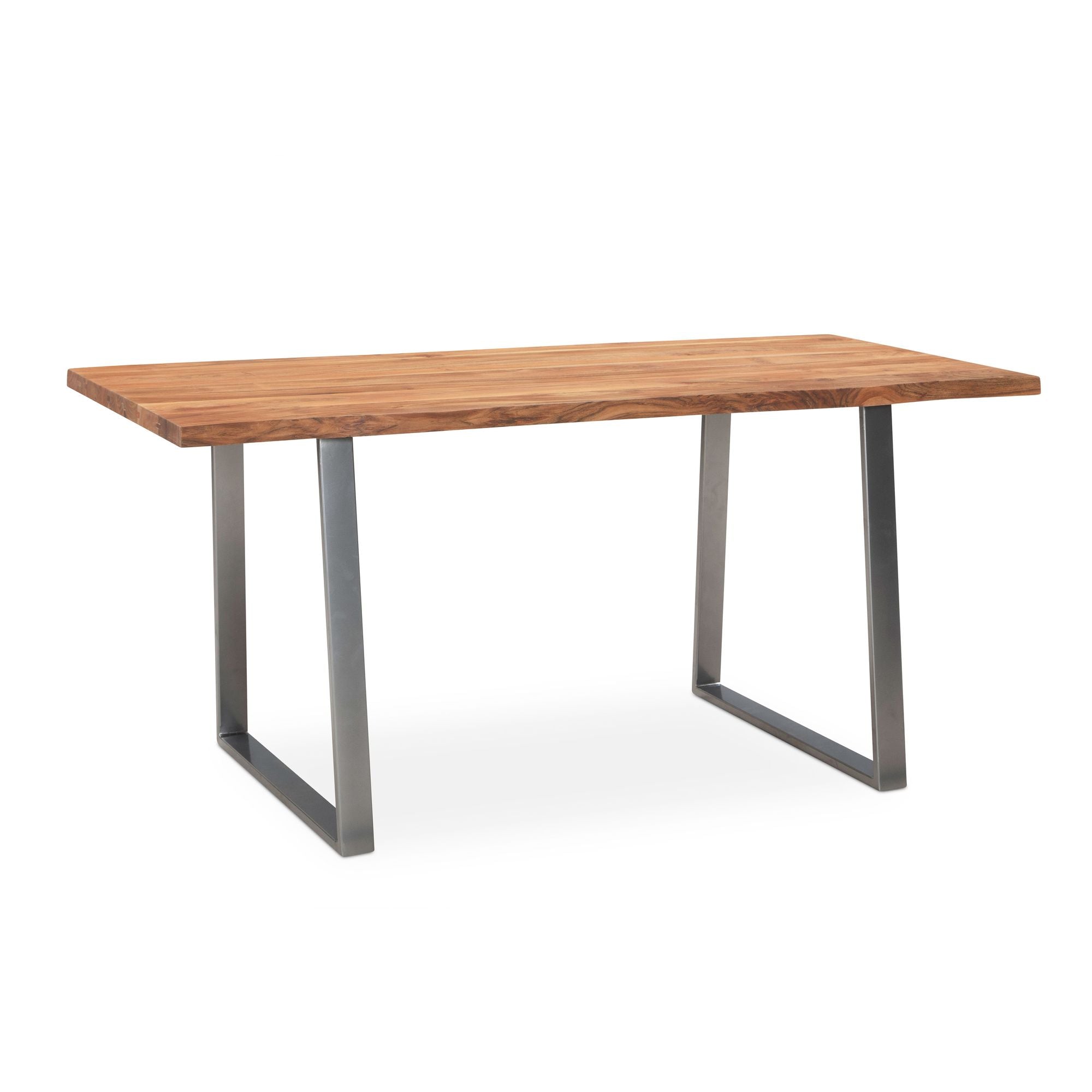 160x80x76 Cm Akacie Massivt Træ Metal Computerbord Med Trækant