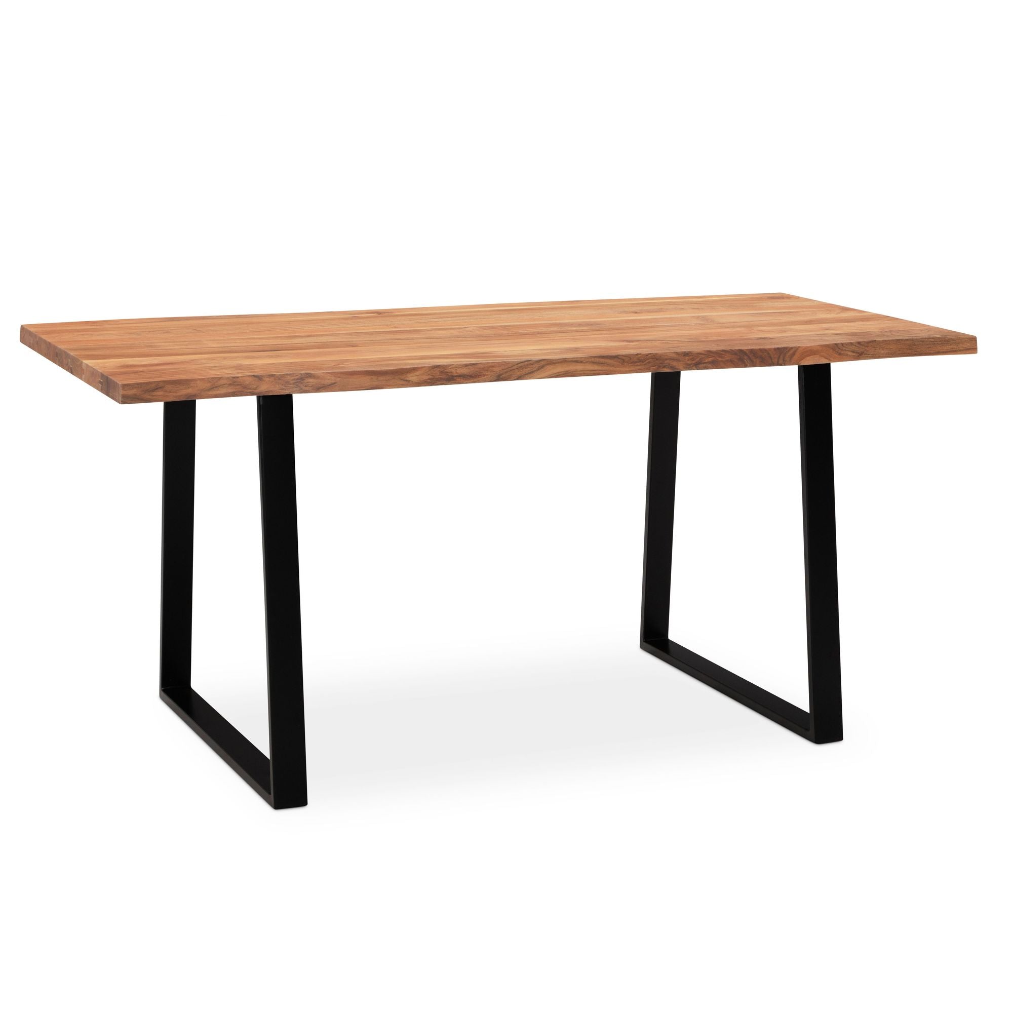 160x80x76 Cm Akacie Massivt Træ Metal Computerbord Med Trækant