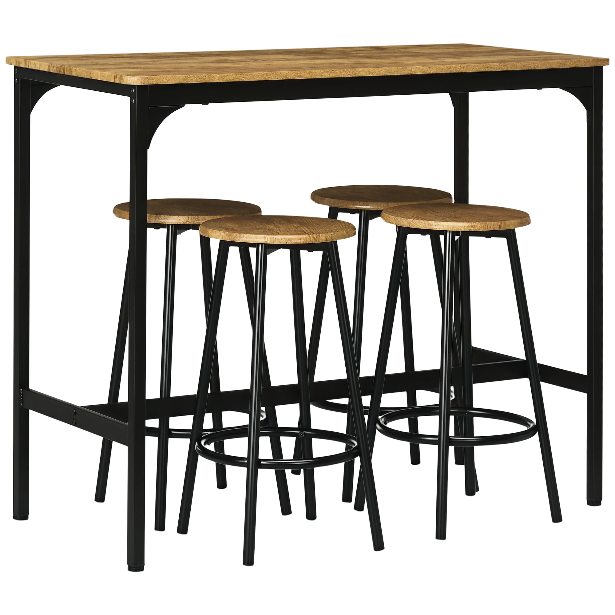 -delt Barbordssæt   Industrielt Design    Barbord    Barstole  Siddegruppe  Køkkenbordplade  Sort   Brun