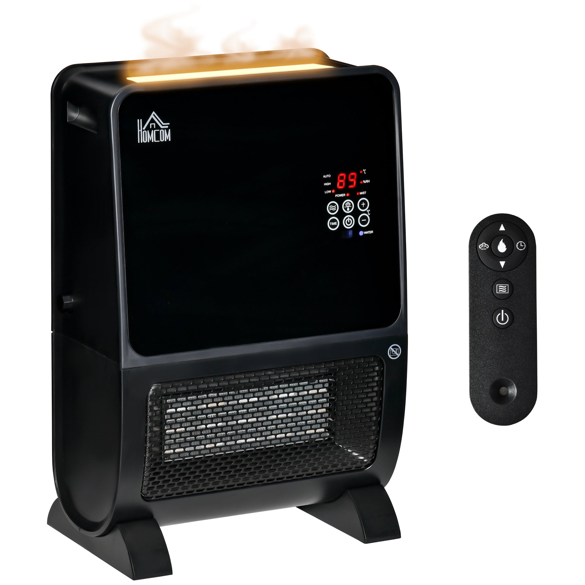- -  Varmeblæser  Varmelegeme  Led-lys   -timers Timer  33 Cm   21 Cm   49   Cm  Sort