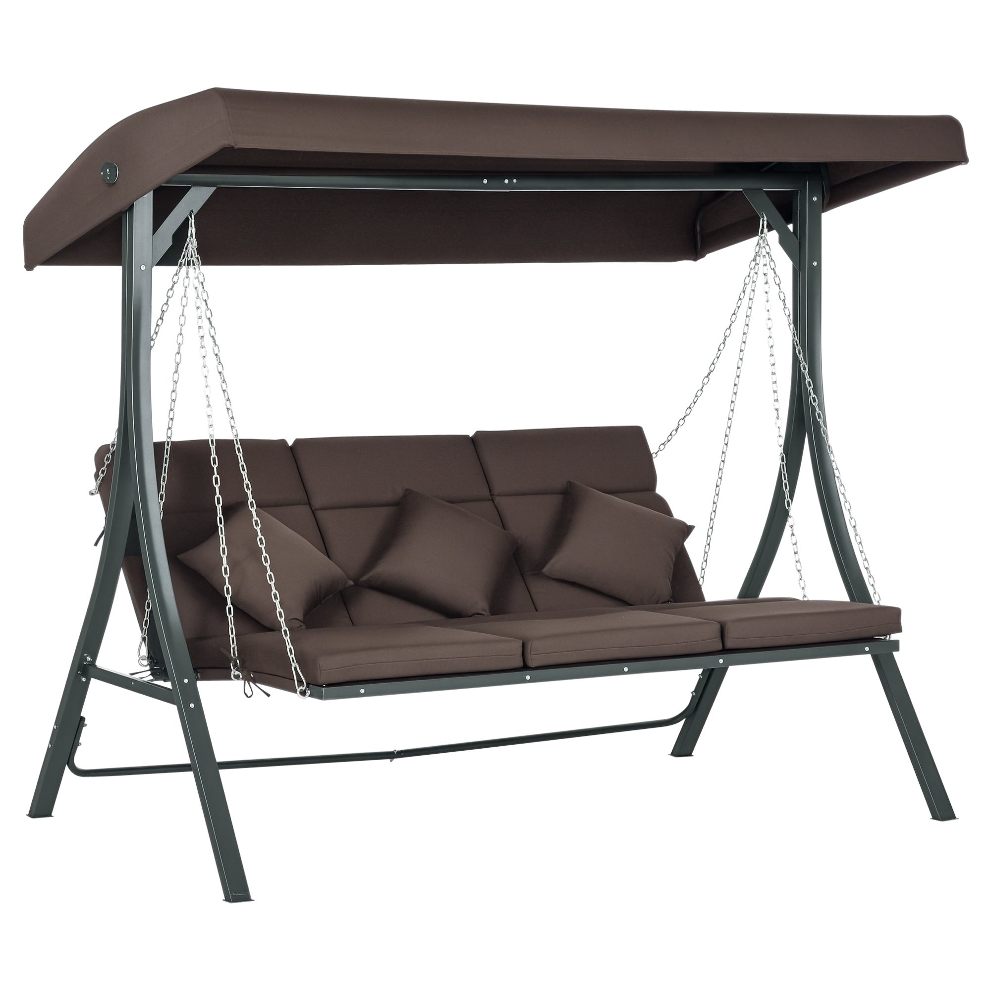 -personers Gynge Med Justerbar Baldakin  Op Til 270 Kg  Brun  198   118   168 Cm