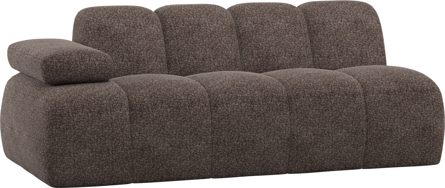 -personers Modulsofa Woood Mojo  Brun Chenille Sofamodul Med Justerbart Venstre Armlæn  B204 D97 H74