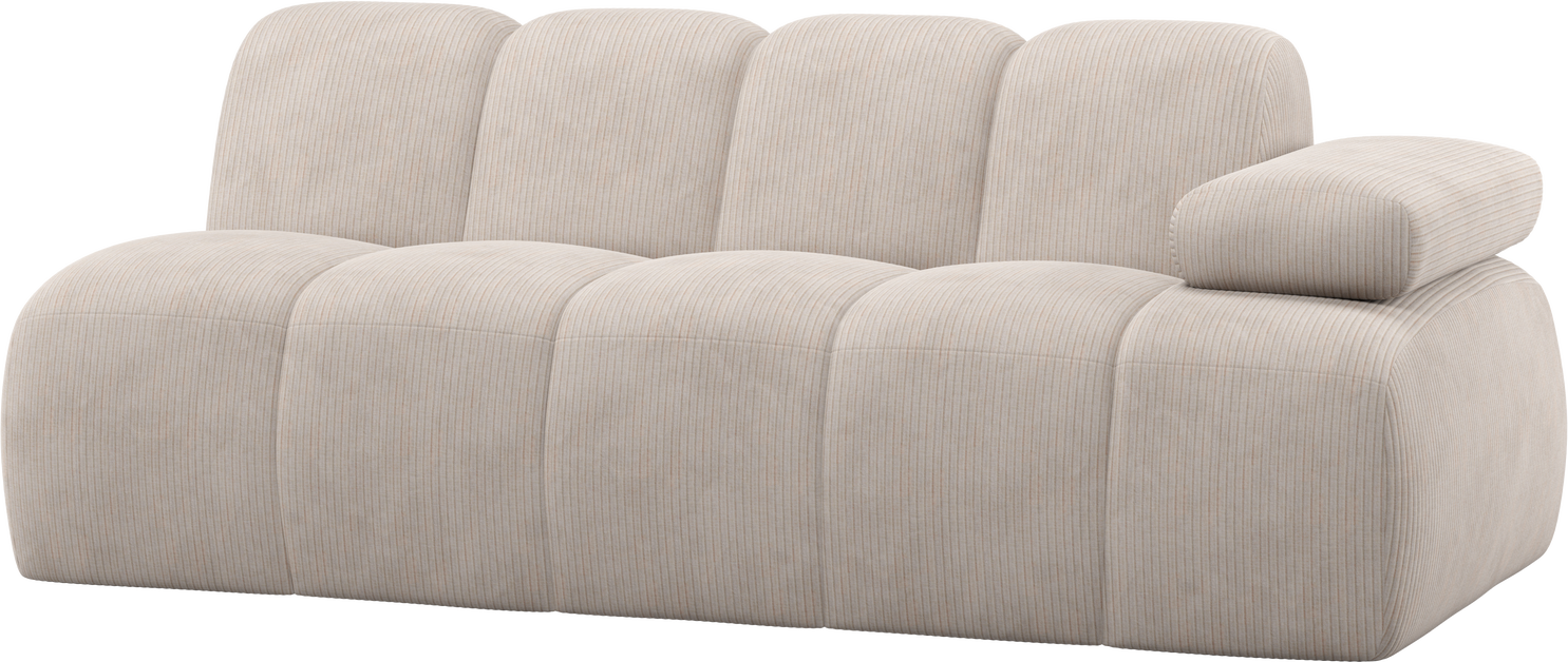 -personers Modulsofa Woood Mojo  Sofamodul   Ribstof Ecru  Jacquard  Blød Fløjlsagtig Overflade  Højre Armlæn  100  Polyester