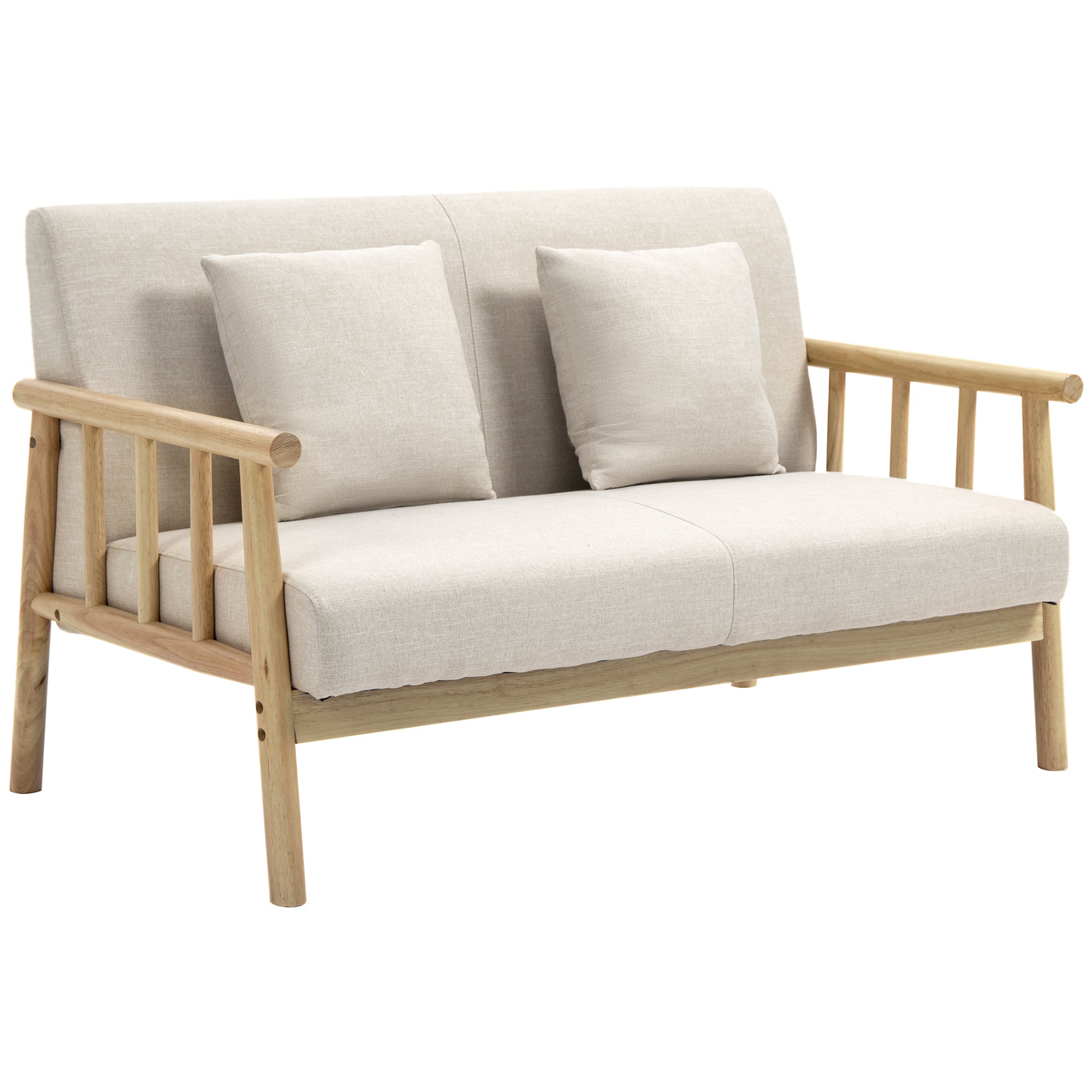-personers Sofa  Betræk   Hørlook  Kompakt  Op Til 200 Kg  Træstel  123l   69b   74h Cm  Beige